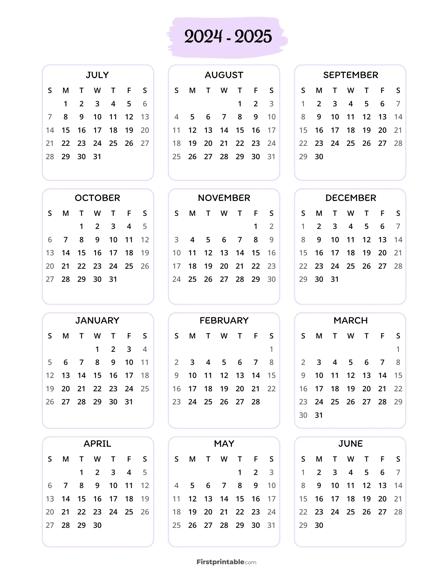 2024-2025 Calendar Printables | Free Pdf | 2024 And 2025 Calendar Planner Printable