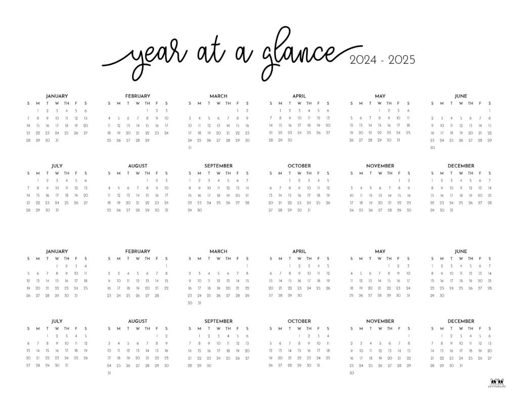 2024-2025 Two Year Calendars - 10 Free Printables | Printabulls | 2024 - 2025 Calendar Printable Download