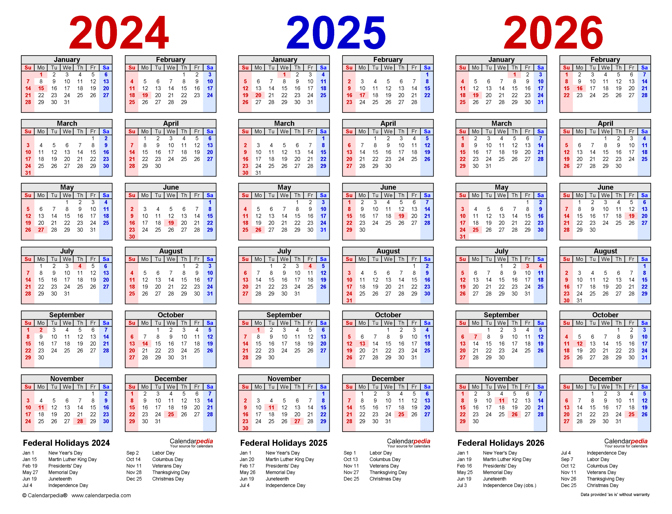 2024-2026 Three Year Calendar - Free Printable Pdf Templates | 3 Year Calendar 2024 to 2025 Printable