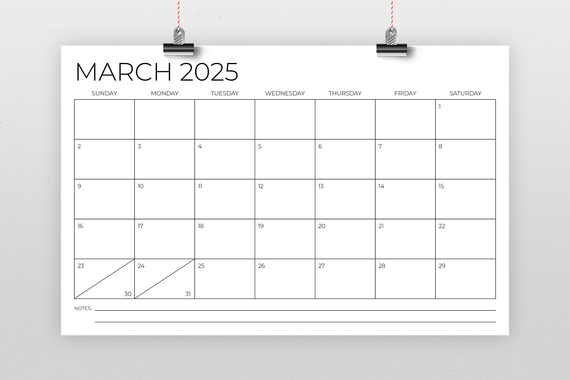 2025 11X17 Calendar Template Instant Download Thin Sans Serif Type | Calendar 2025