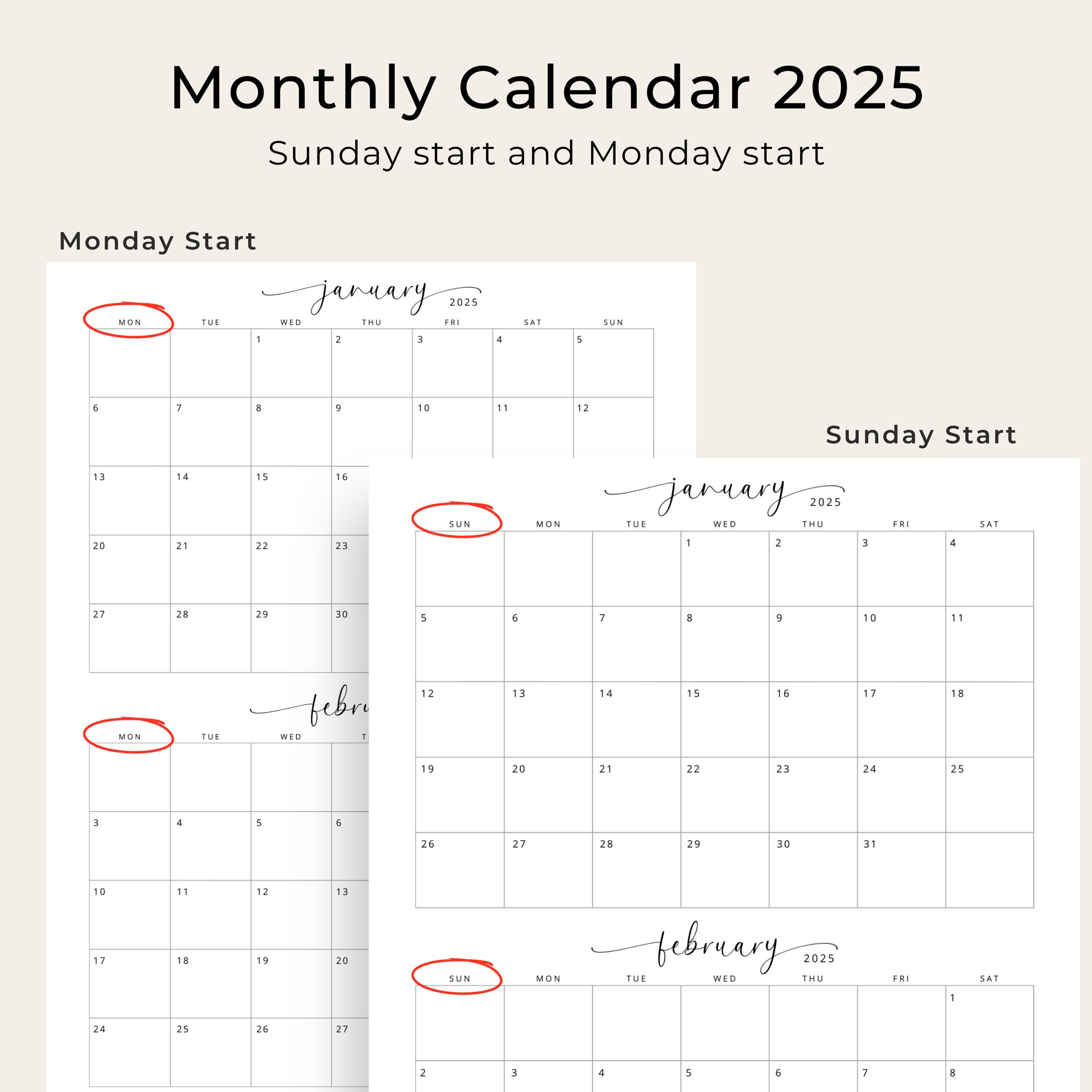 2025 Calendar 2 Months Per Page Calendar 2025 Planner Wall | Calendar 2025