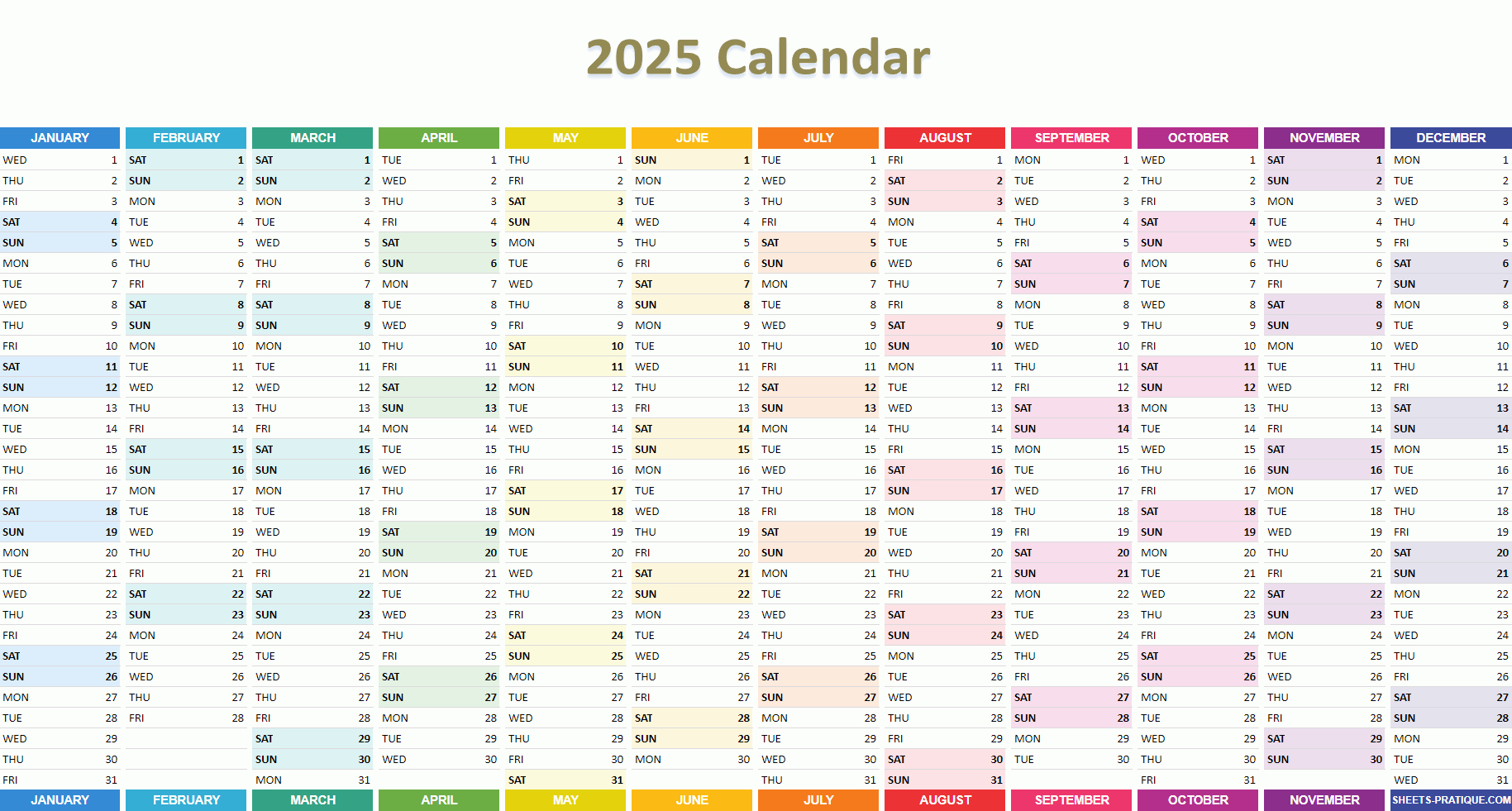 2025 Calendar | 2025 Google Calendar Printable