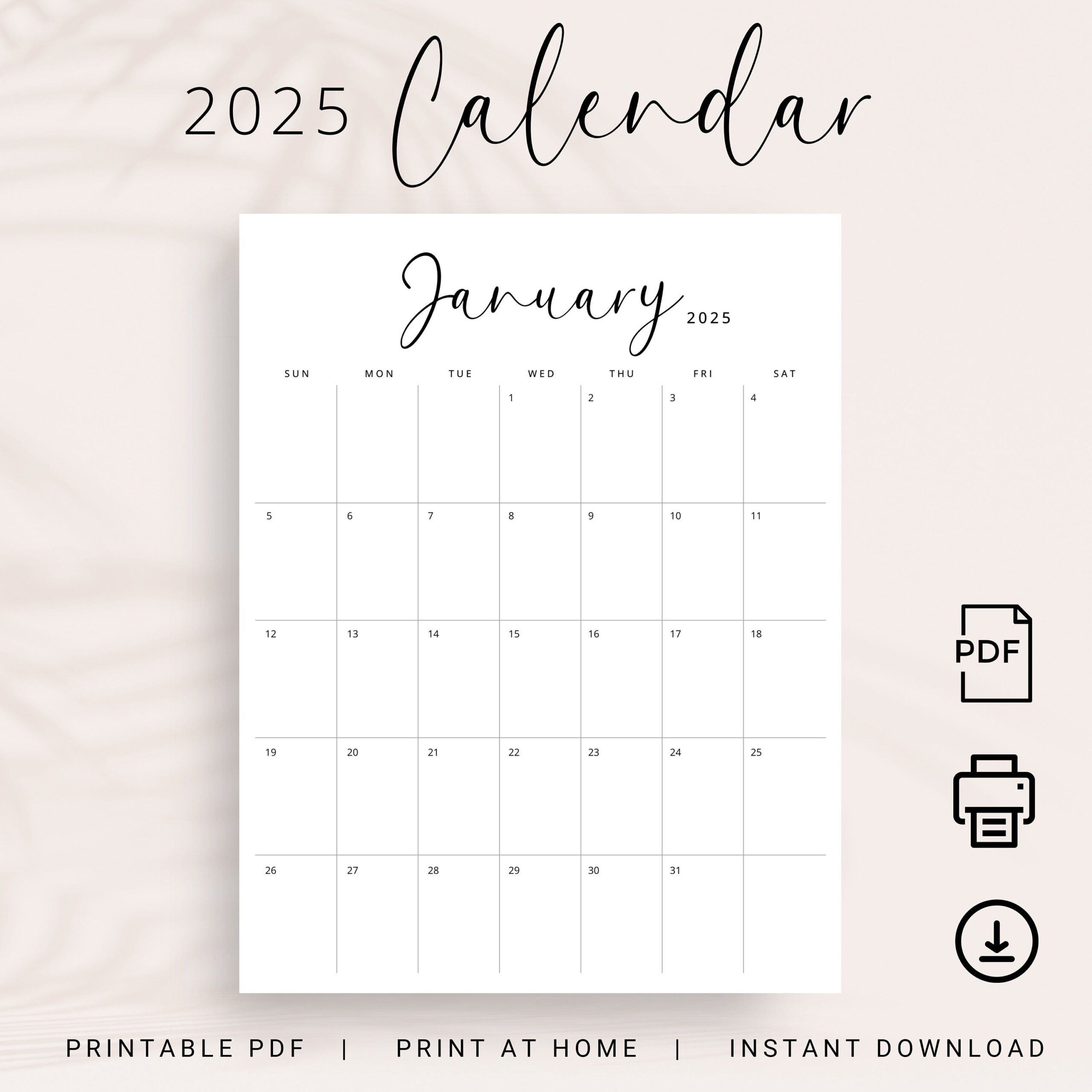 2025 Calendar 2025 Monthly Planner Printable 2025 Vertical Monthly | Monthly Calendar Planner 2025 Printable