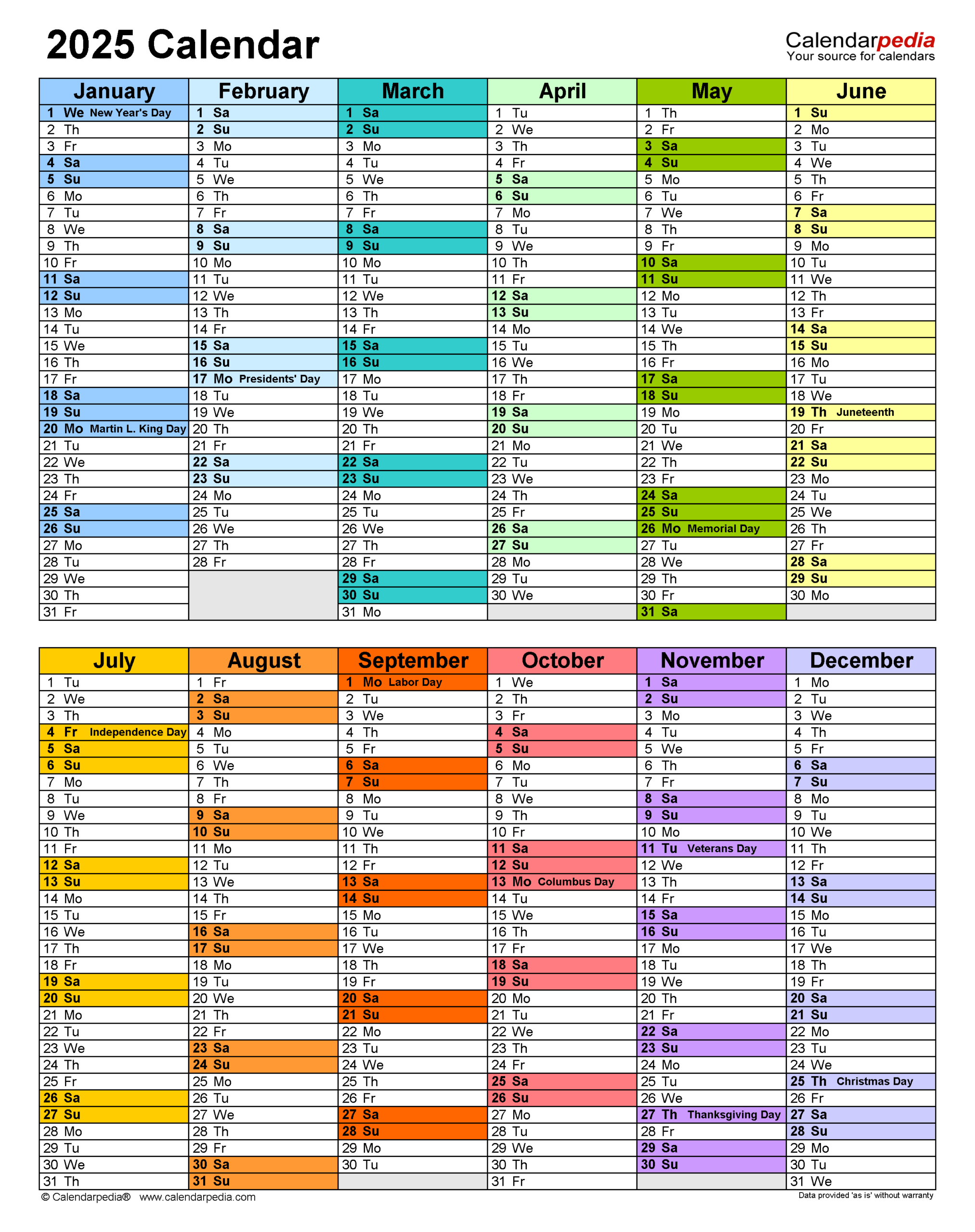 2025 Calendar - Free Printable Pdf Templates - Calendarpedia | Calendar 2025