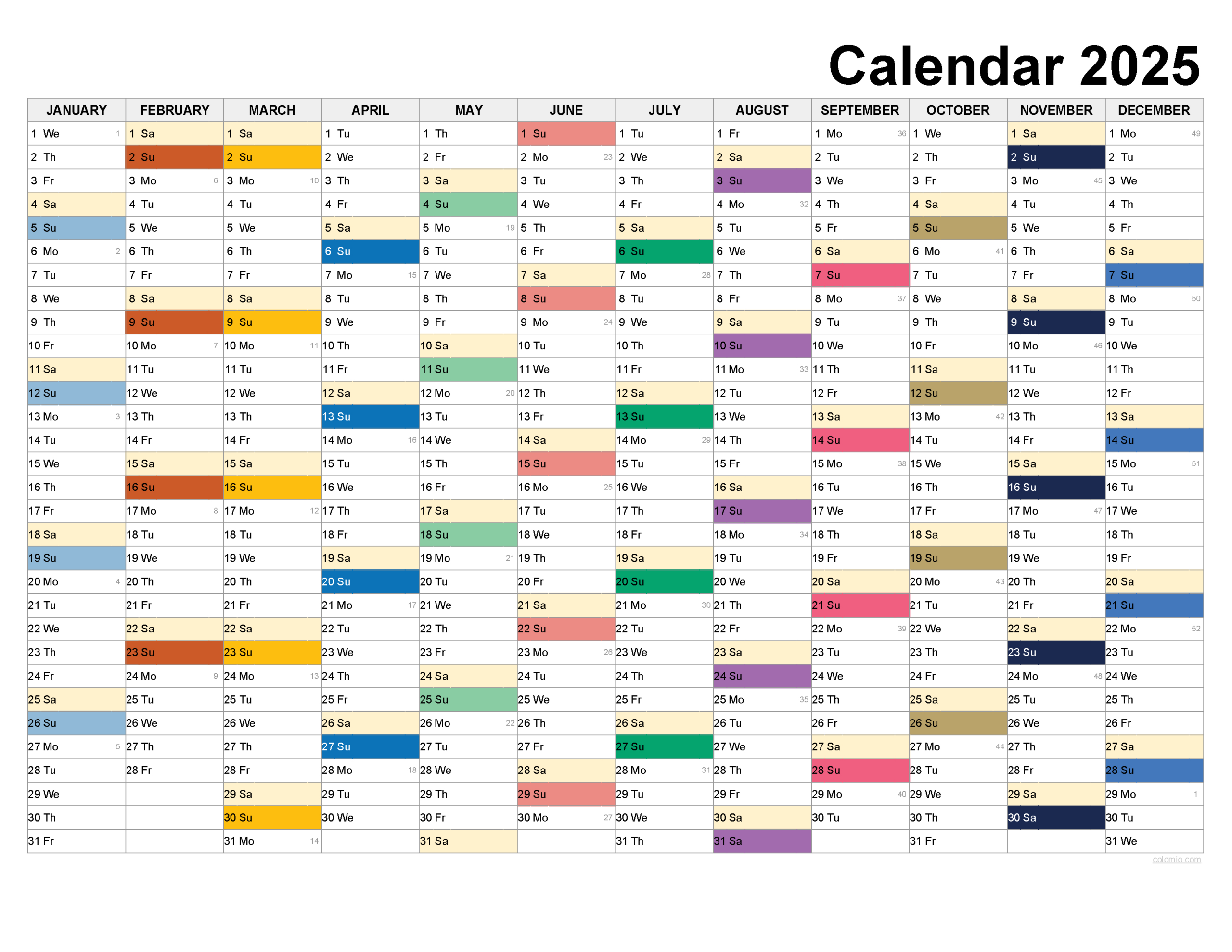 2025 Calendar Printable, ✓ Pdf, Excel And Image File - Free | Calendar 2025