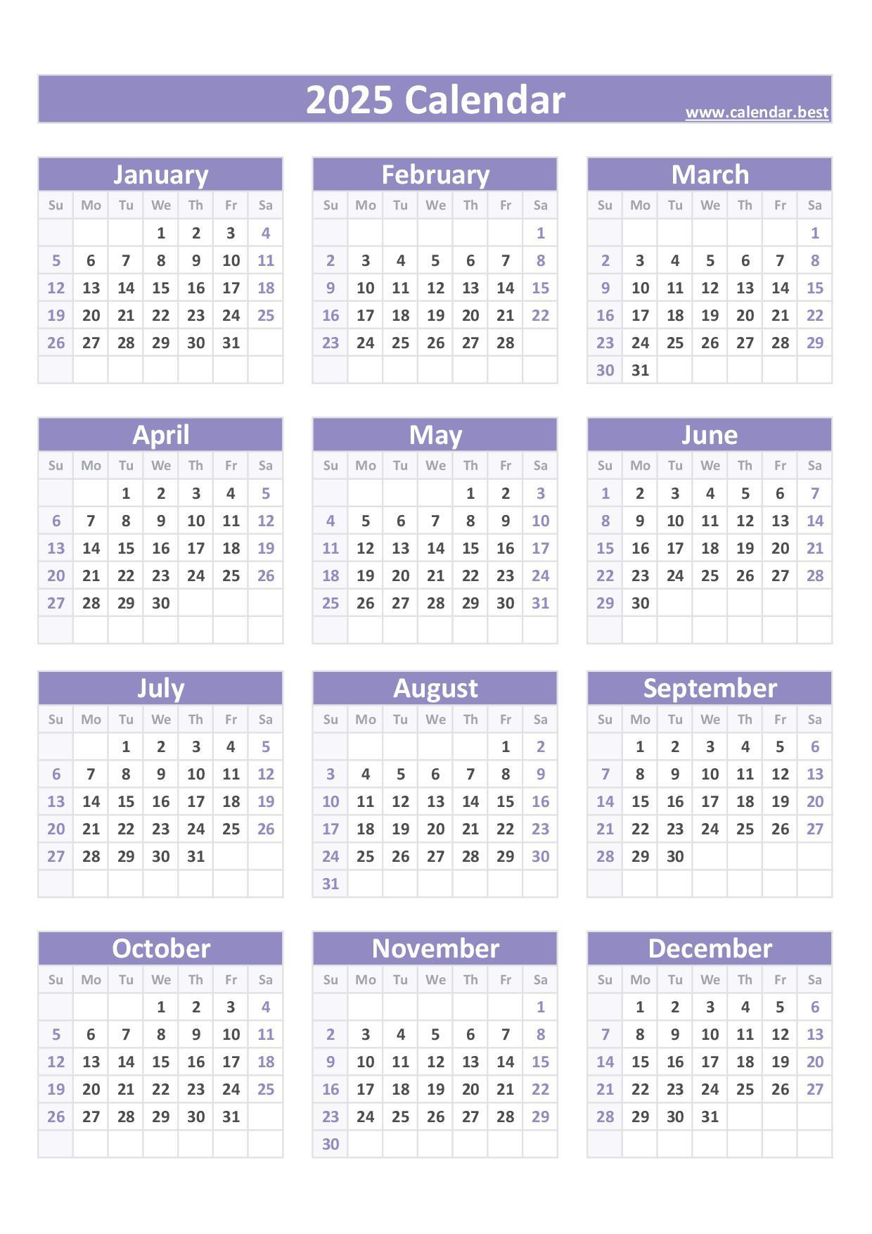 2025 Calendar With Week Numbers | 2025 Calendar Portrait Printable