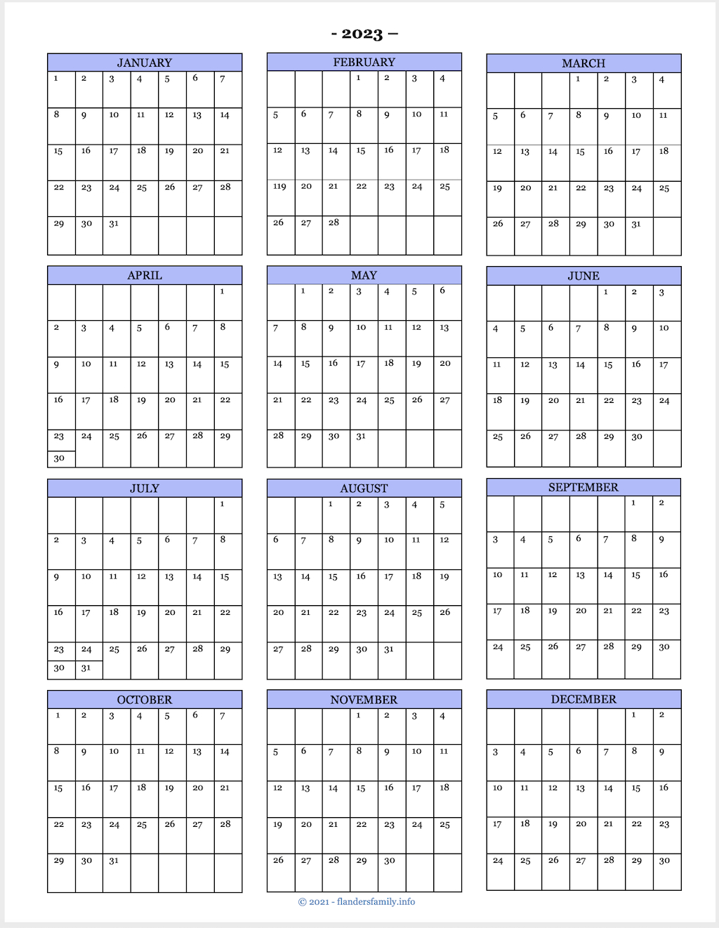 2025 Calendars | 2025 Small Calendar Printable