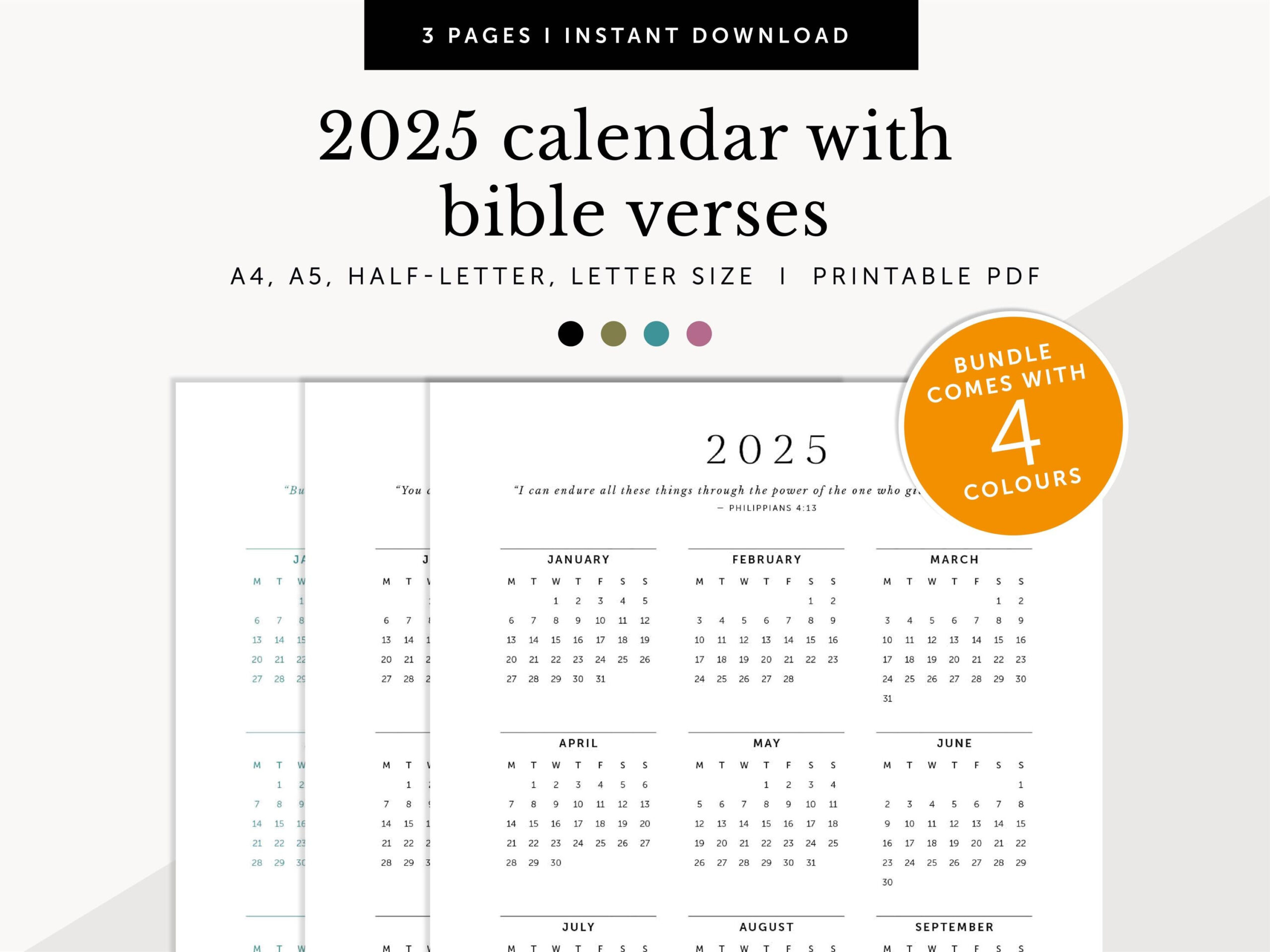 2025 Christian Calendar - Etsy | Christian Calendar 2025 Printable