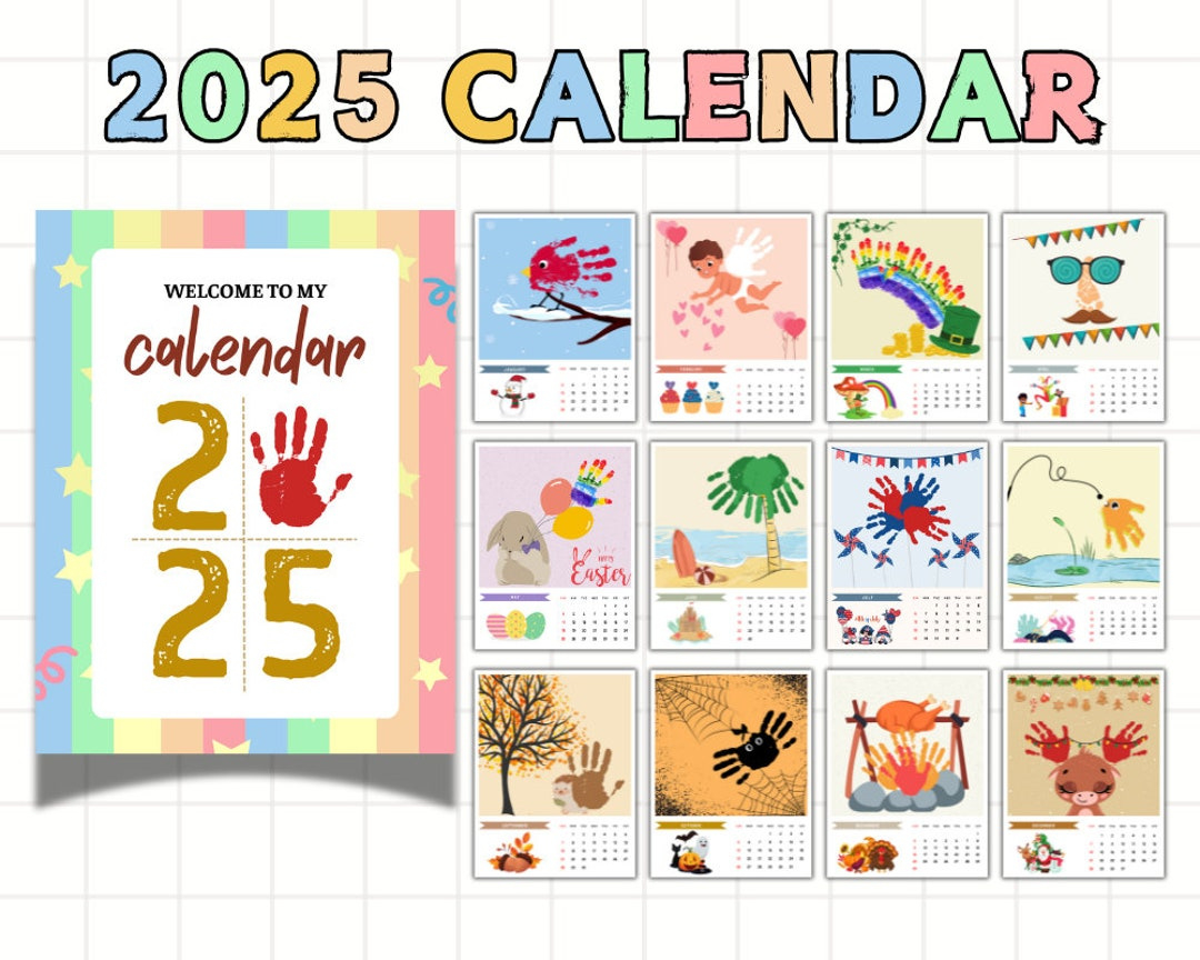 2025 Diy Handprint Calendar, Calendar Craft, Kids Activities Craft | Calendar 2025