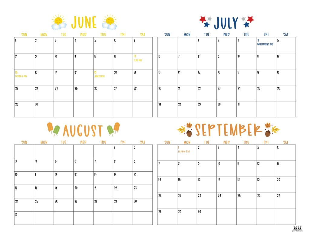 2025 Four Month Calendars - 31 Free Printables | Printabulls | 4 Month Calendar 2025 Printable