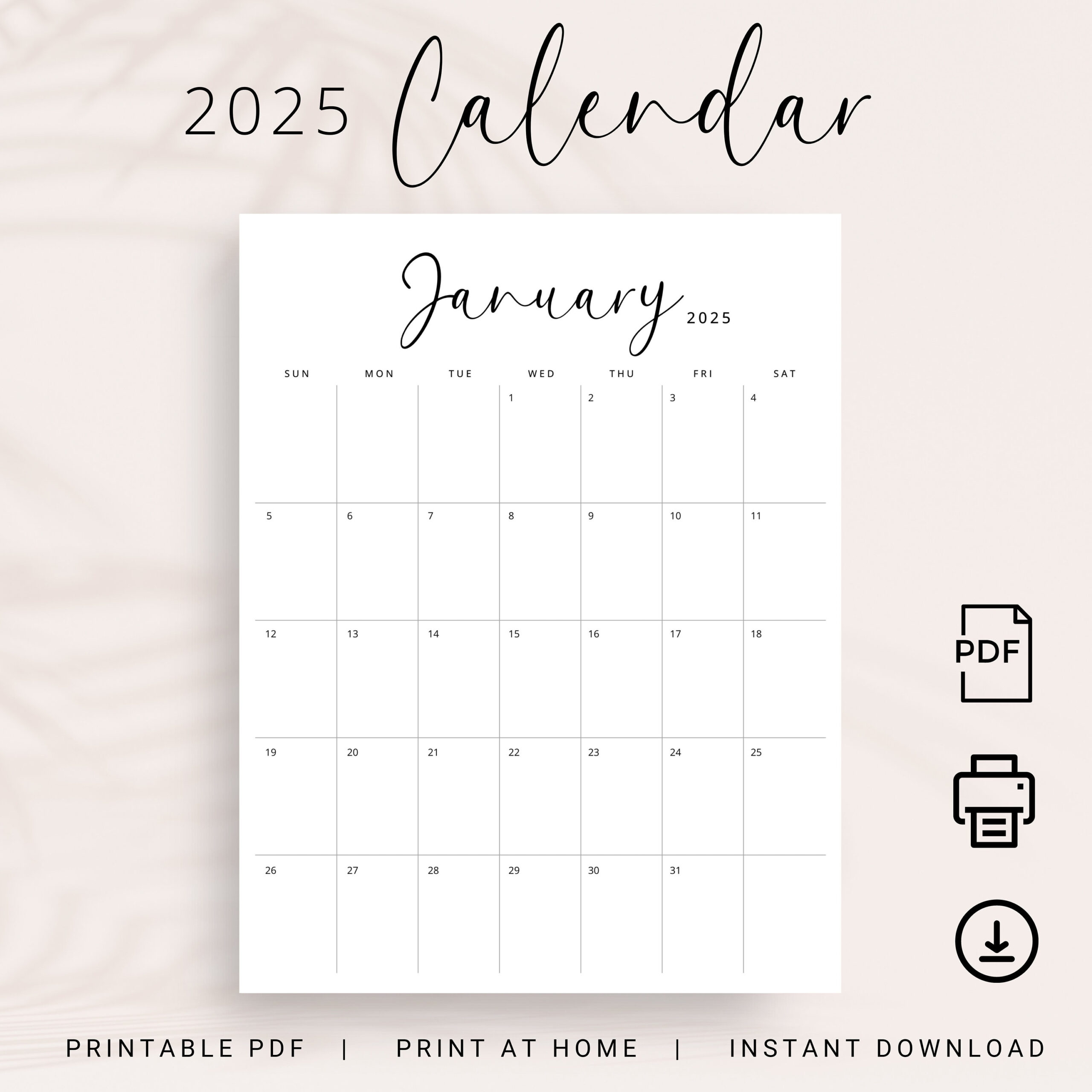 2025 Kalender 2025 Monatsplaner Printable 2025 Vertikaler | Free Printable 2025 Monthly Calendar