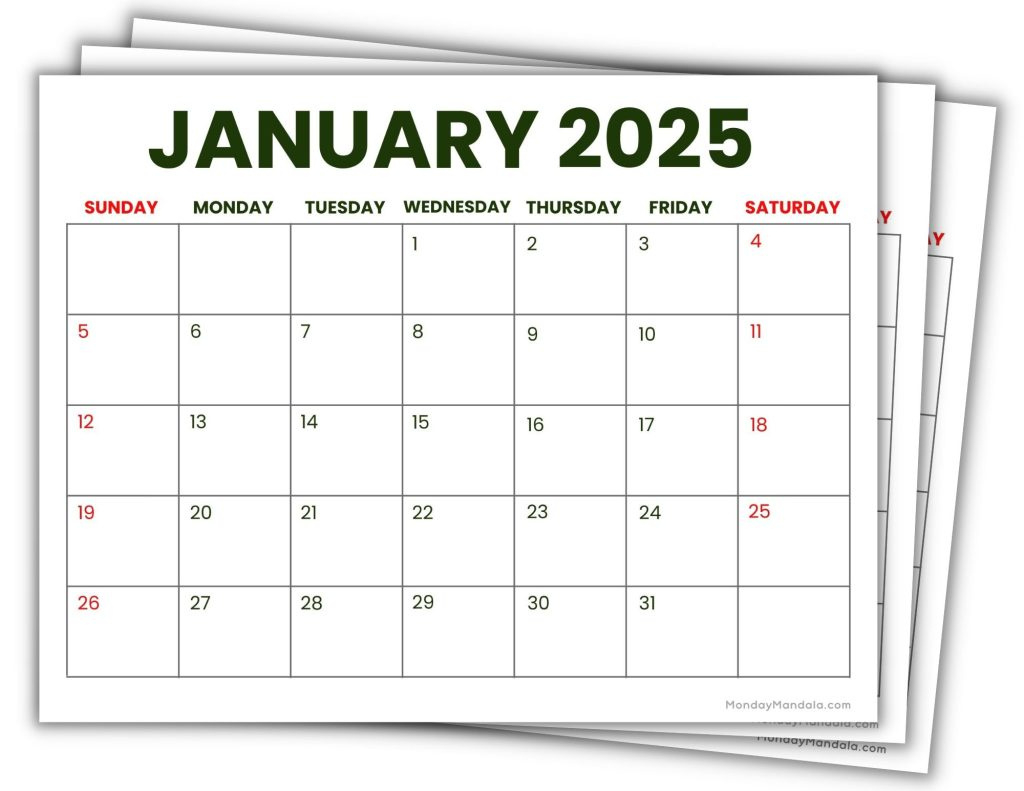 2025 Printable Calendars (56 Free Pdf Printables) | 12 Month Calendar 2025 Printable Free