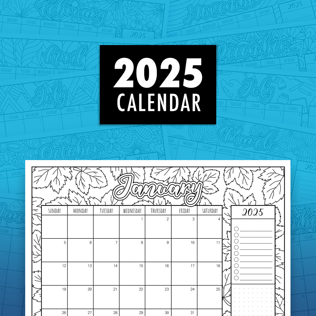 2025 Printable Colouring Calendar – Creative &amp;amp; Organised Fun | 2025 Color Calendar Printable