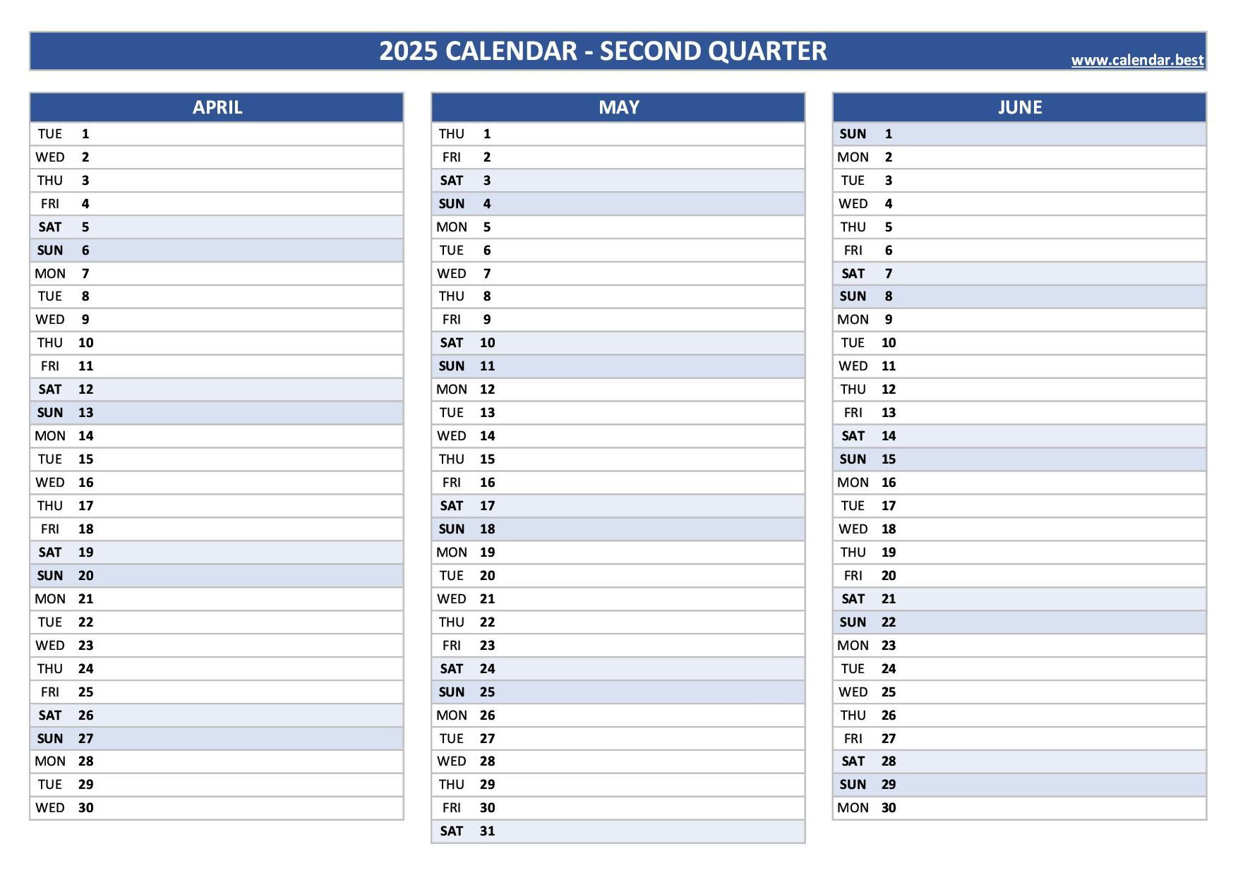 2025 Quarterly Calendar To Print | 2025 Printable Quarterly Calendar