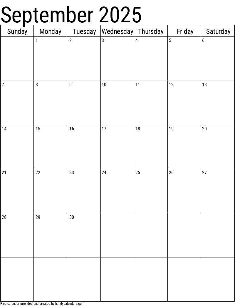 2025 September Calendars - Handy Calendars |  Calendar 2025