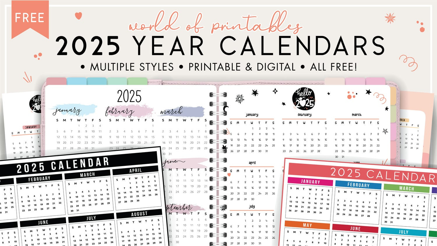 2025 Year Calendars - 70 Best Printables - World Of Printables | Free Printable Bill Calendar 2025