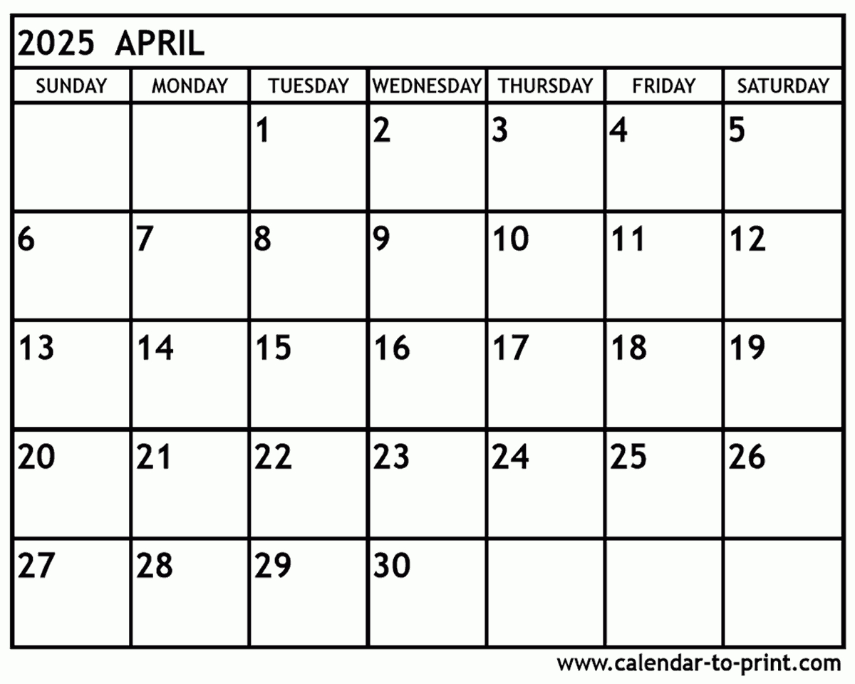 April 2025 Calendar Printable | Calendar 2025