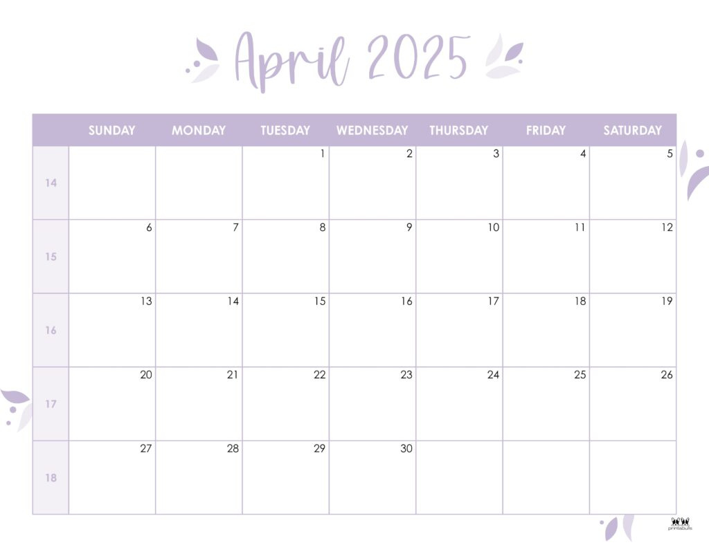 April 2025 Calendars - 107 Free Printables | Printabulls | April 2025 Calendar Printable