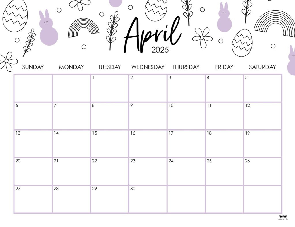 April 2025 Calendars - 107 Free Printables | Printabulls | April 2025 Calendar With Holidays Printable Free