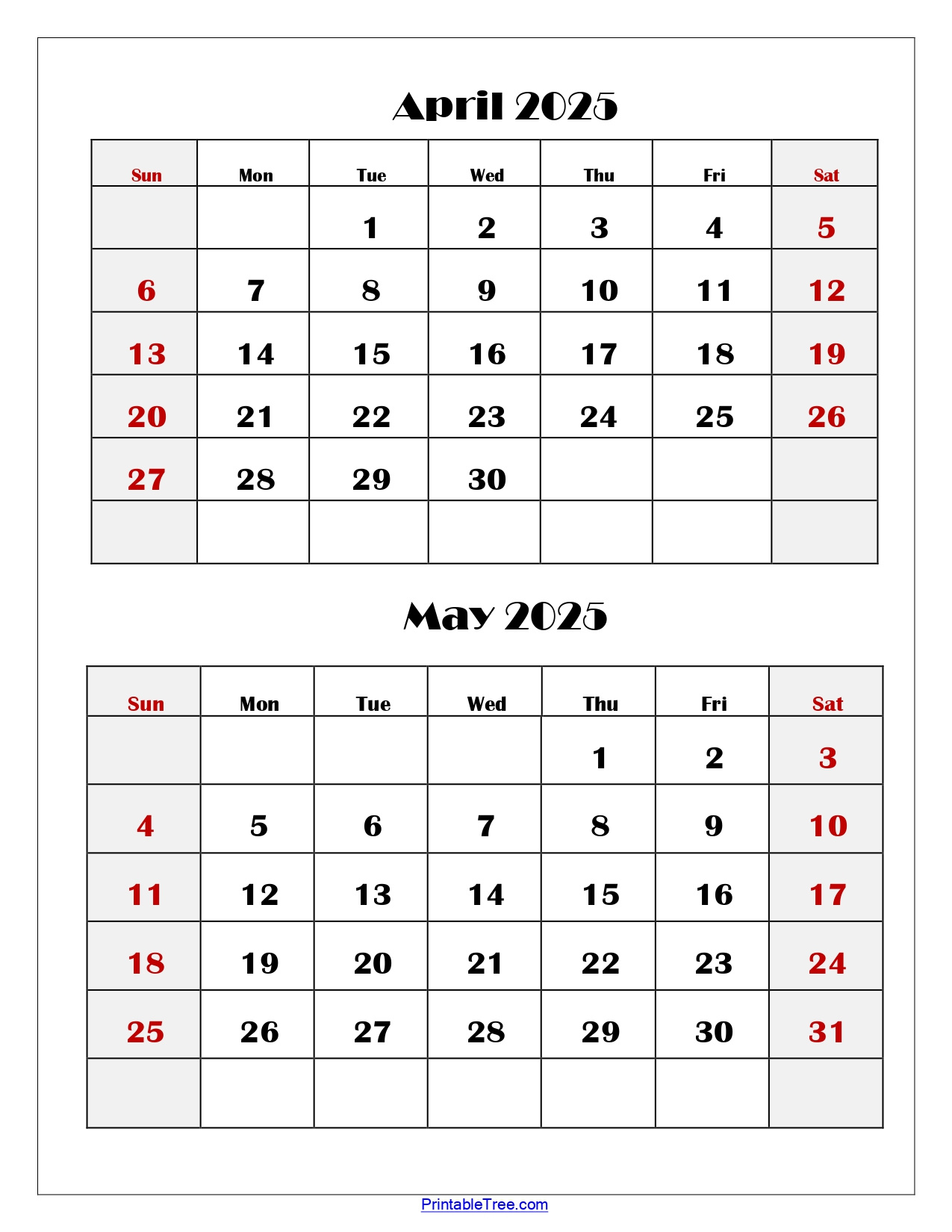 April And May 2025 Calendar Printable | Two Months Calendar | March April May Calendar 2025 Printable