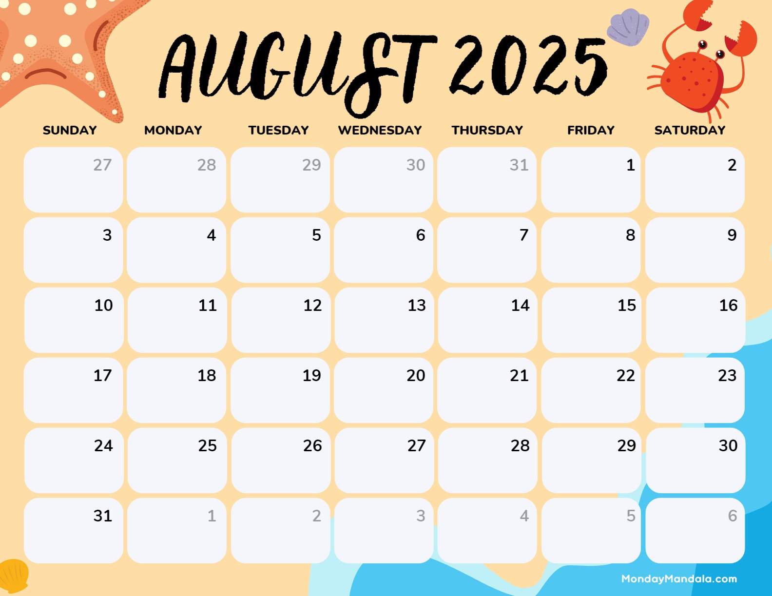 August 2025 Calendar (52 Free Pdf Printables) | August 2025 Calendar Free Printable