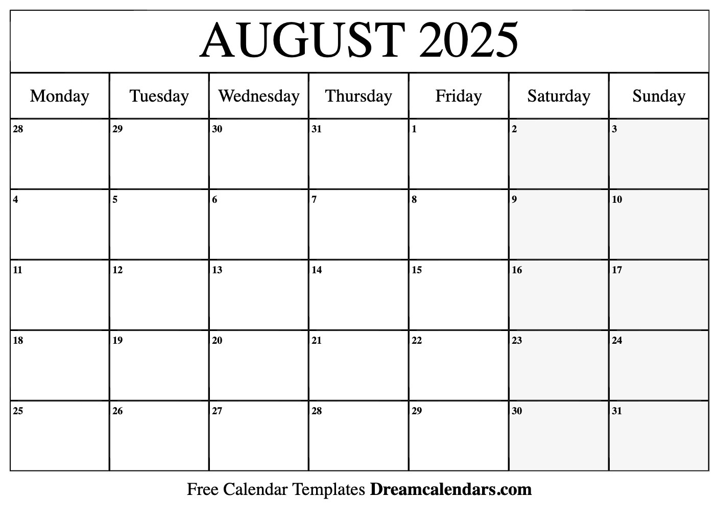 August 2025 Calendar - Free Printable With Holidays And Observances | Blank August 2025 Calendar Printable