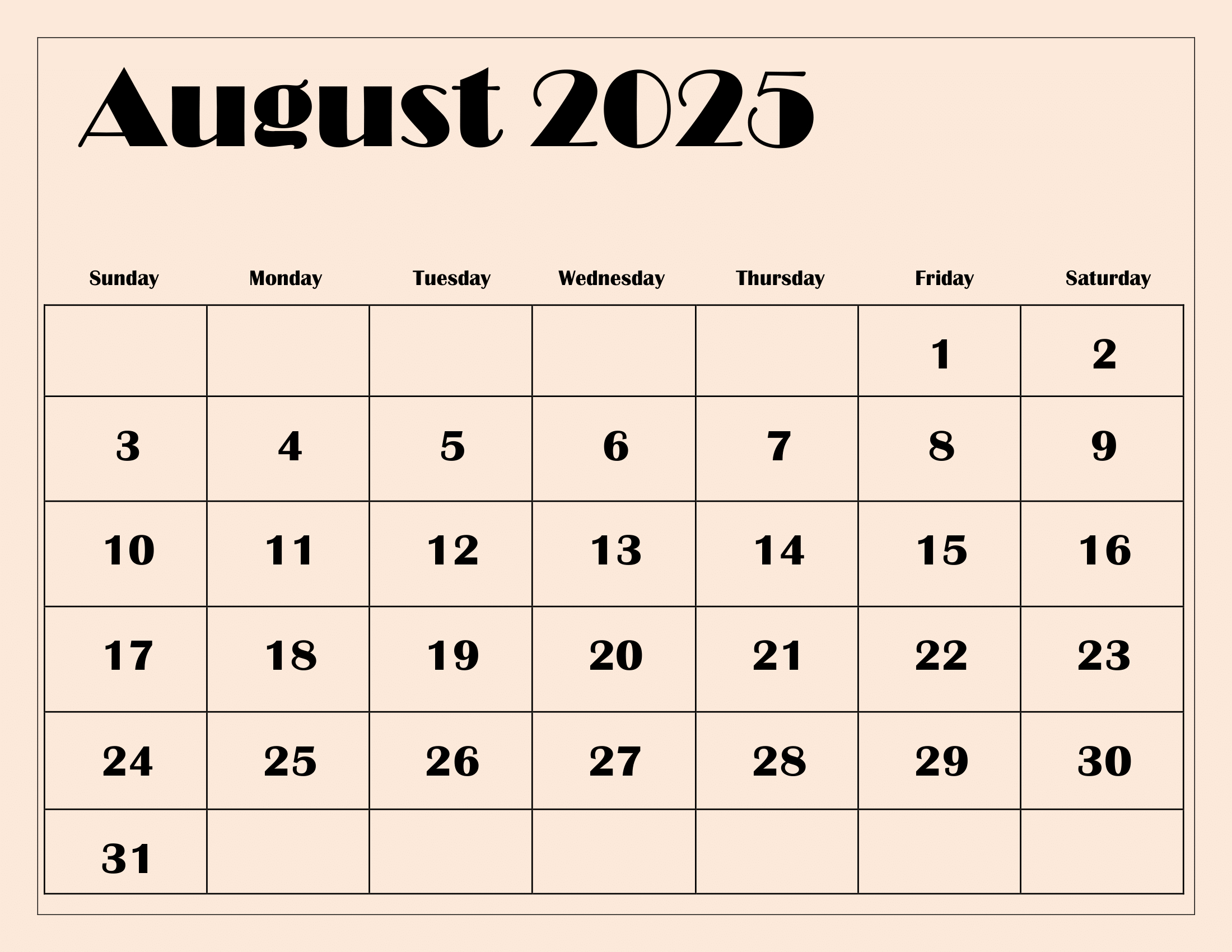 August 2025 Calendar Printable Pdf Template With Holidays | Calendar 2025