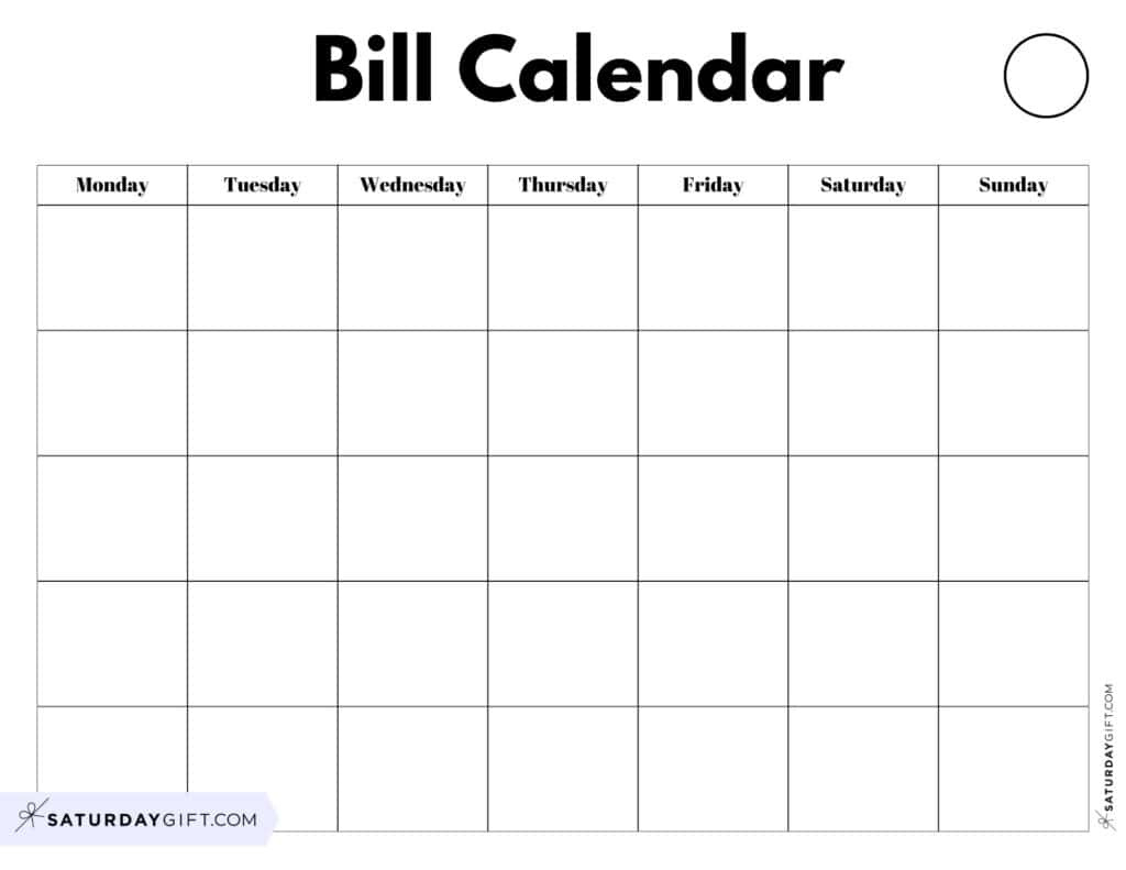 Bill Organizer Template - 39 Cute &amp; Free Printable Bill Trackers | Free Printable Bill Calendar 2025