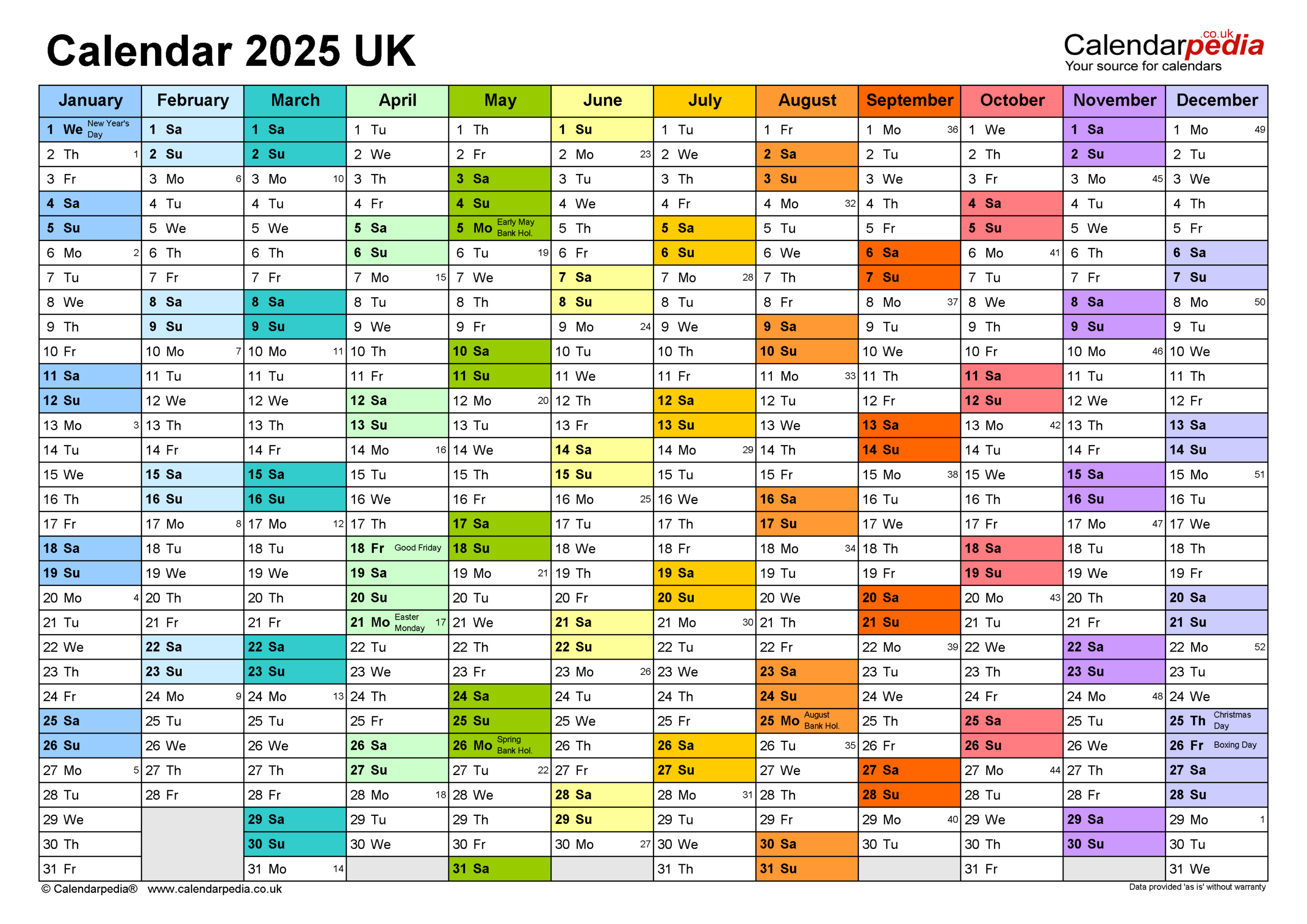 Calendar 2025 (Uk) - Free Printable Pdf Templates | 2025 Calendar Printable A4