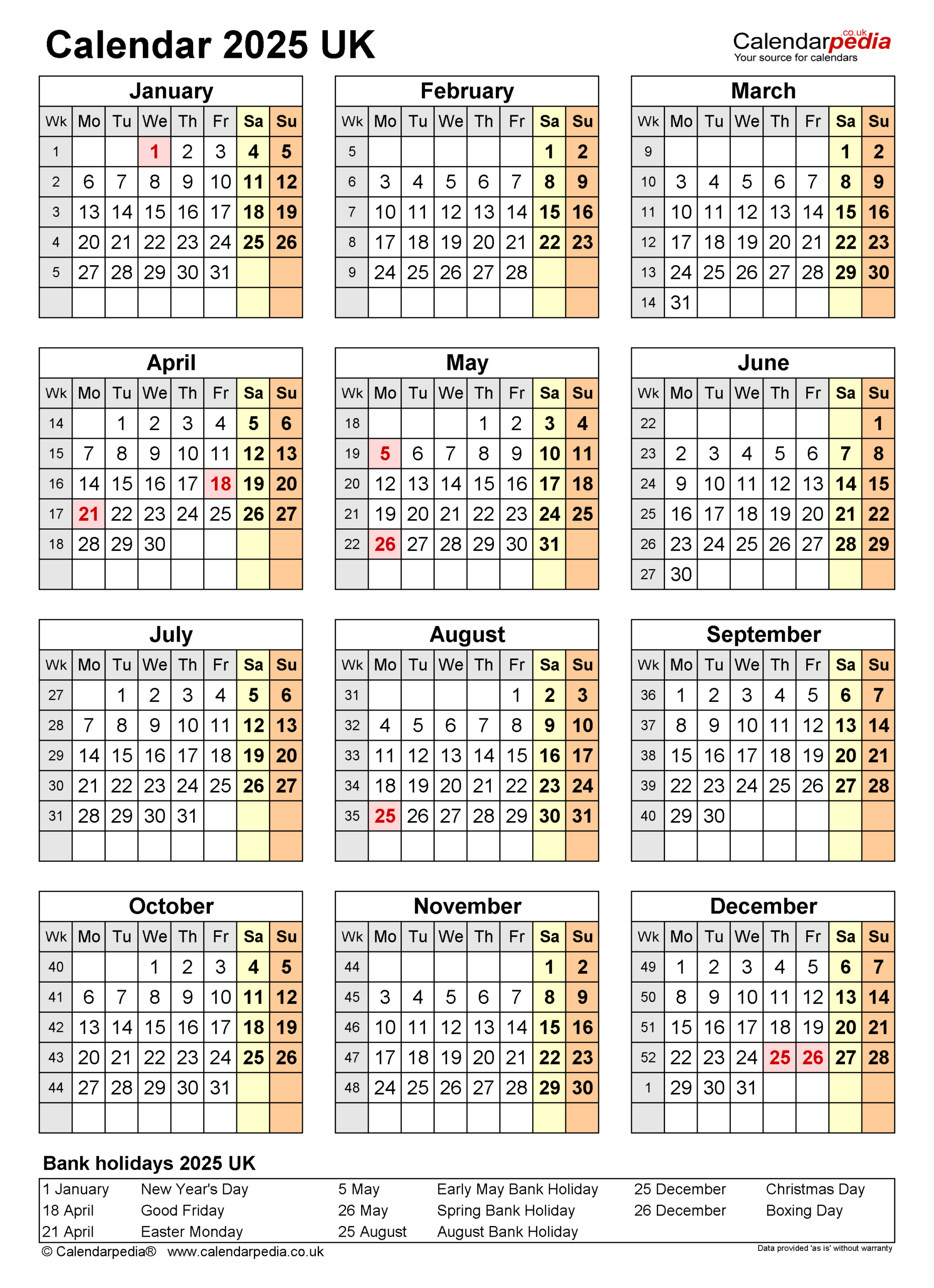 Calendar 2025 (Uk) - Free Printable Pdf Templates | Calendar 2025 Printable Uk