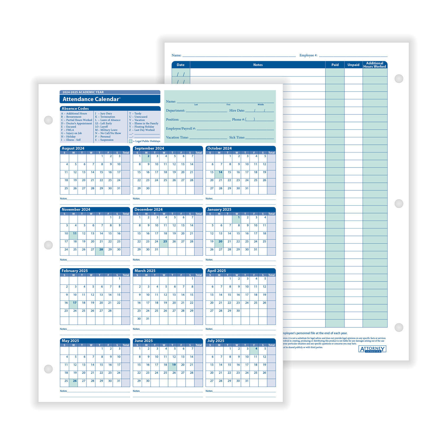 Complyrightdealer | 2024-2025 Academic Year Employee Attendance | 2025 Attendance Calendar Printable Free