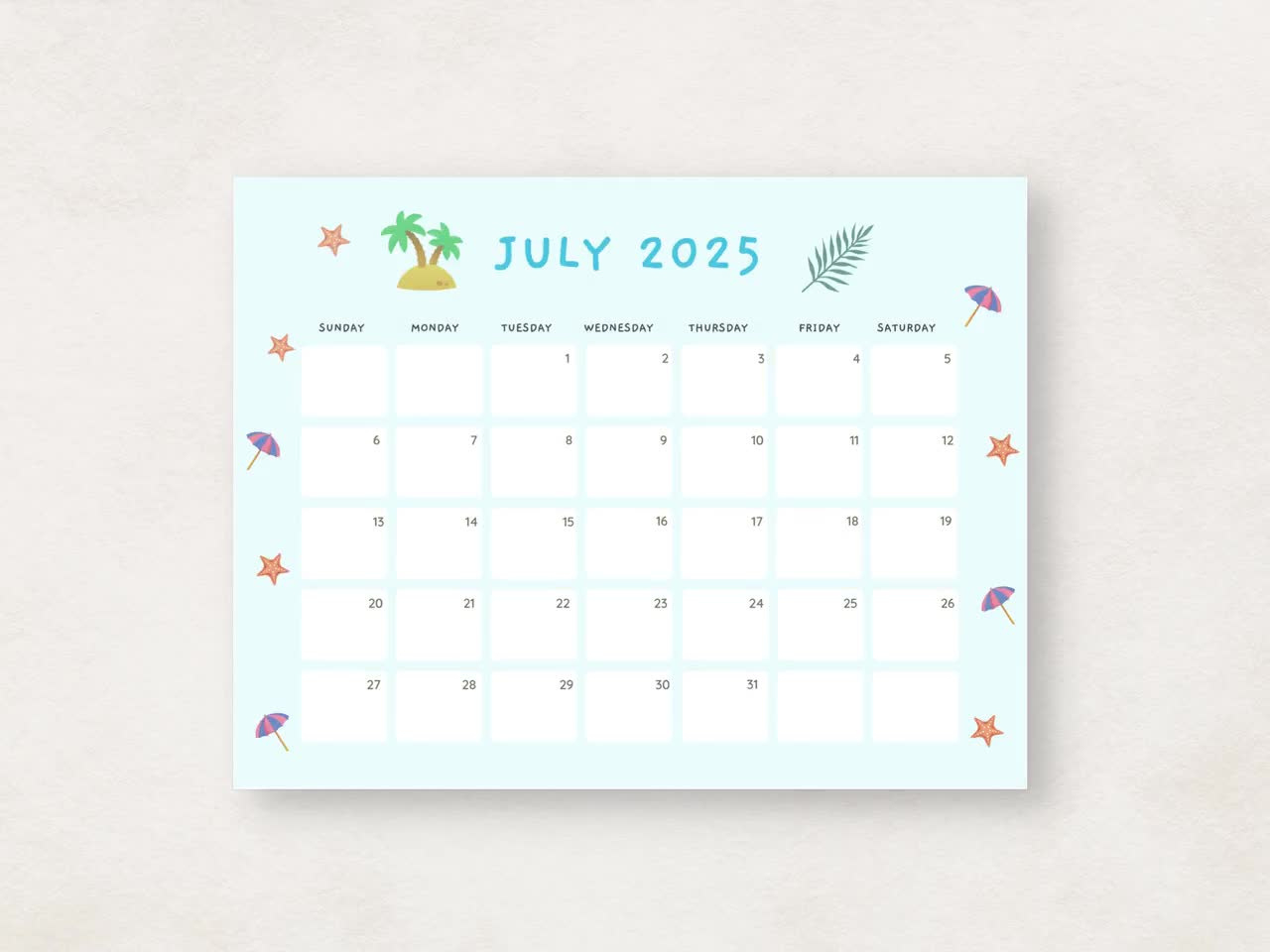 Cute 2025 Calendar Printable, Monthly Calendar 2025, 2025 Planner, Monthly Planner 2025, Aesthetic Calendar, Editable Calendar | 2025 Monthly Calendar Printable Cute