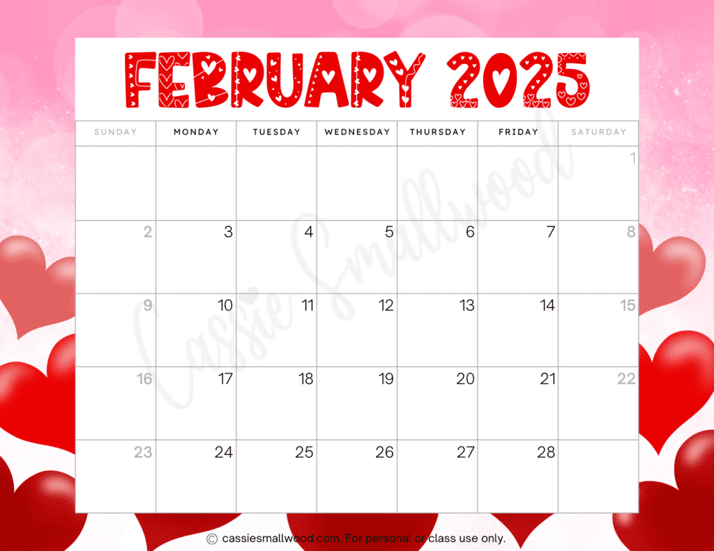 Cute 2025 Free Printable Monthly Calendars - Cassie Smallwood | 2025 Monthly Calendar Printable Cute