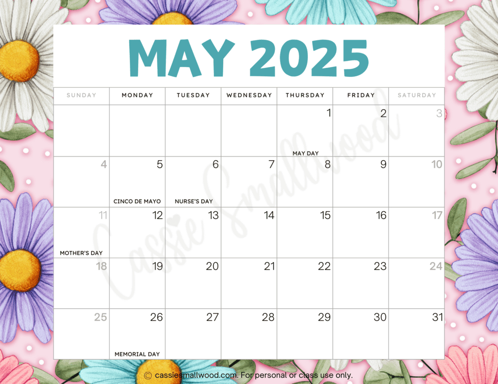 Cute 2025 Free Printable Monthly Calendars - Cassie Smallwood | Calendar 2025