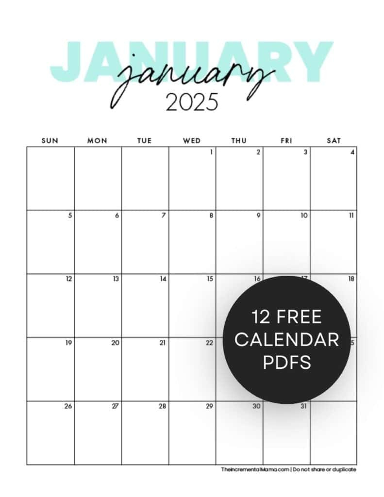 Cute 2025 Monthly Calendar Free Printable | Cute Printable Monthly Calendar 2025