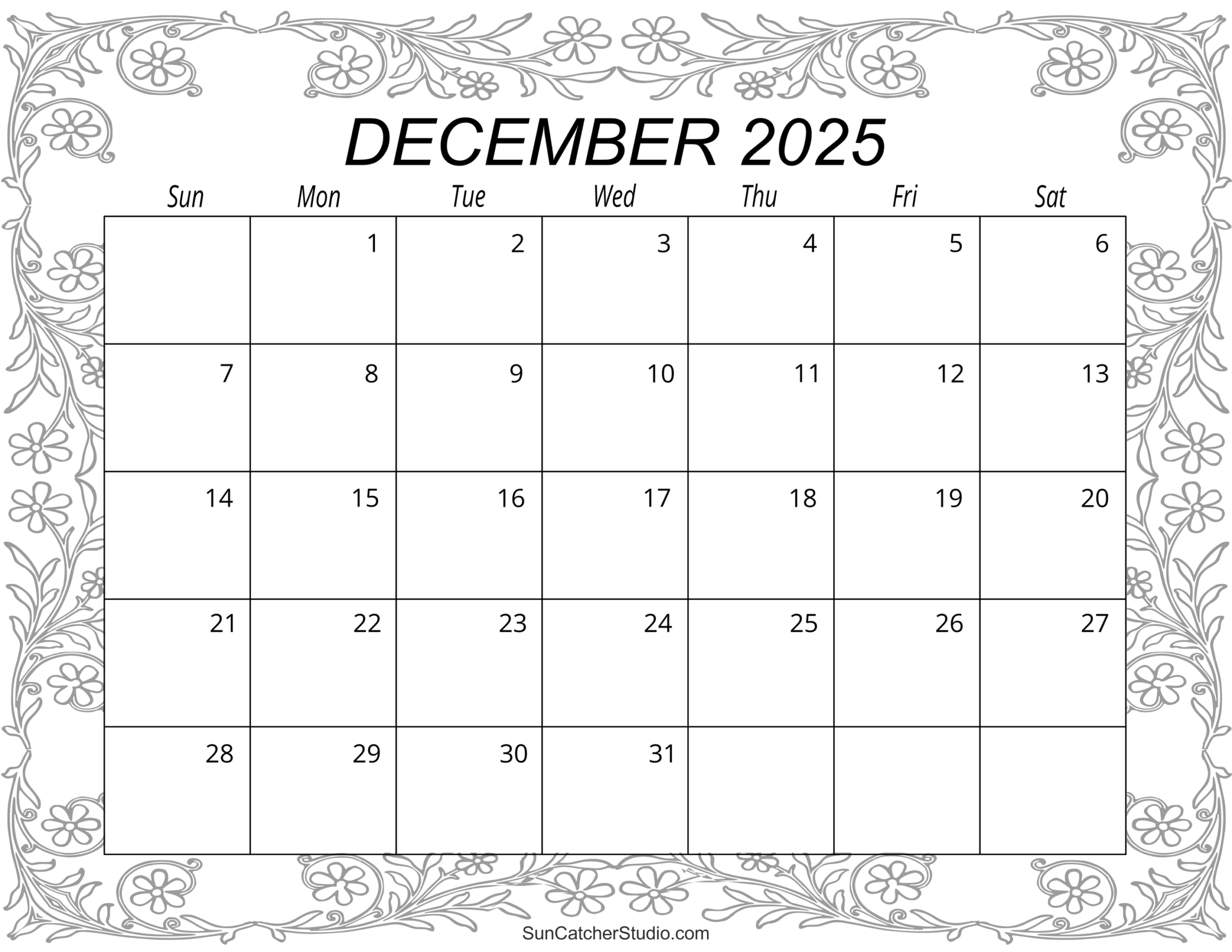 December 2025 Calendar (Free Printable) – Diy Projects, Patterns | Calendar 2025