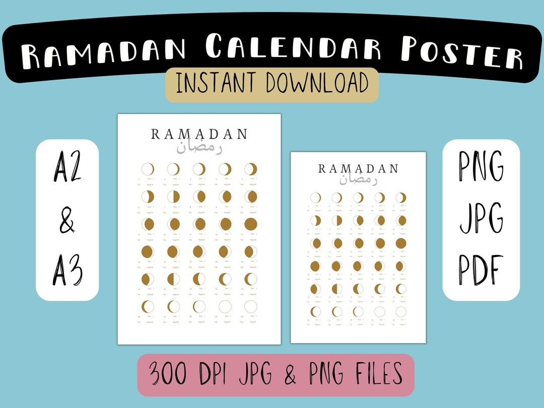 Druckbares Ramadan 2025 Kalender Islamisches Wandposter A2 / A3 Jpg Png Pdf  - Etsy.de | Printable Ramadan Calendar 2025