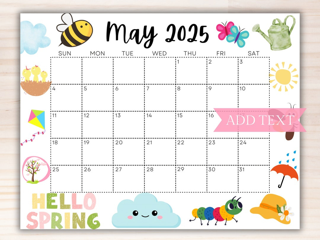 Editable May 2025 Calendar, Printable Calendar 2025, Cute Spring | Calendar 2025