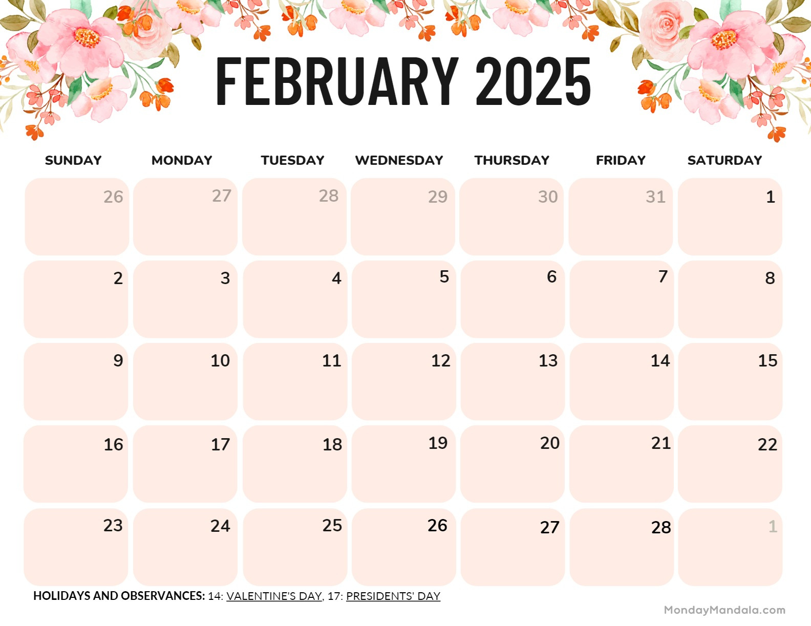 February 2025 Calendar (52 Free Pdf Printables) | Calendar 2025 Printable February