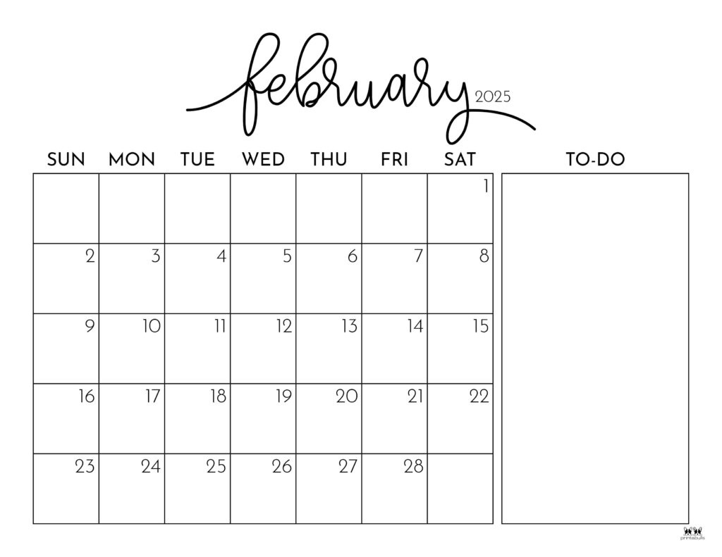 February 2025 Calendars - 107 Free Printables | Printabulls | February 2025 Calendar Printable Free