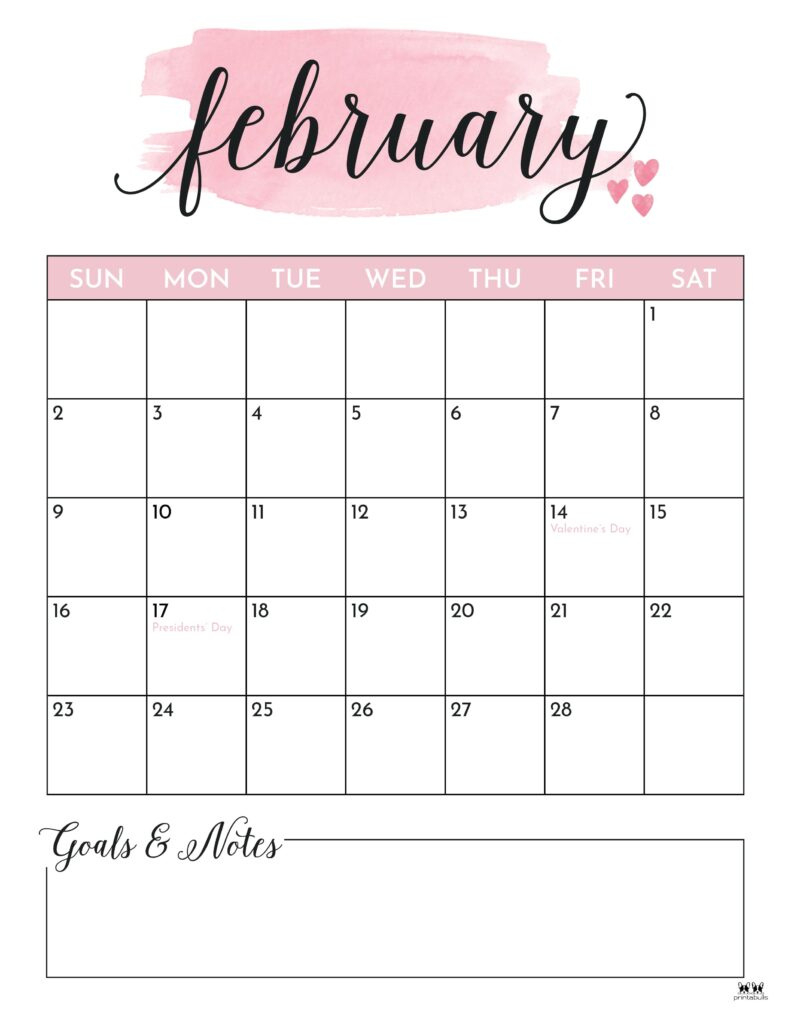 February 2025 Calendars - 107 Free Printables | Printabulls | Printable Monthly Calendar February 2025