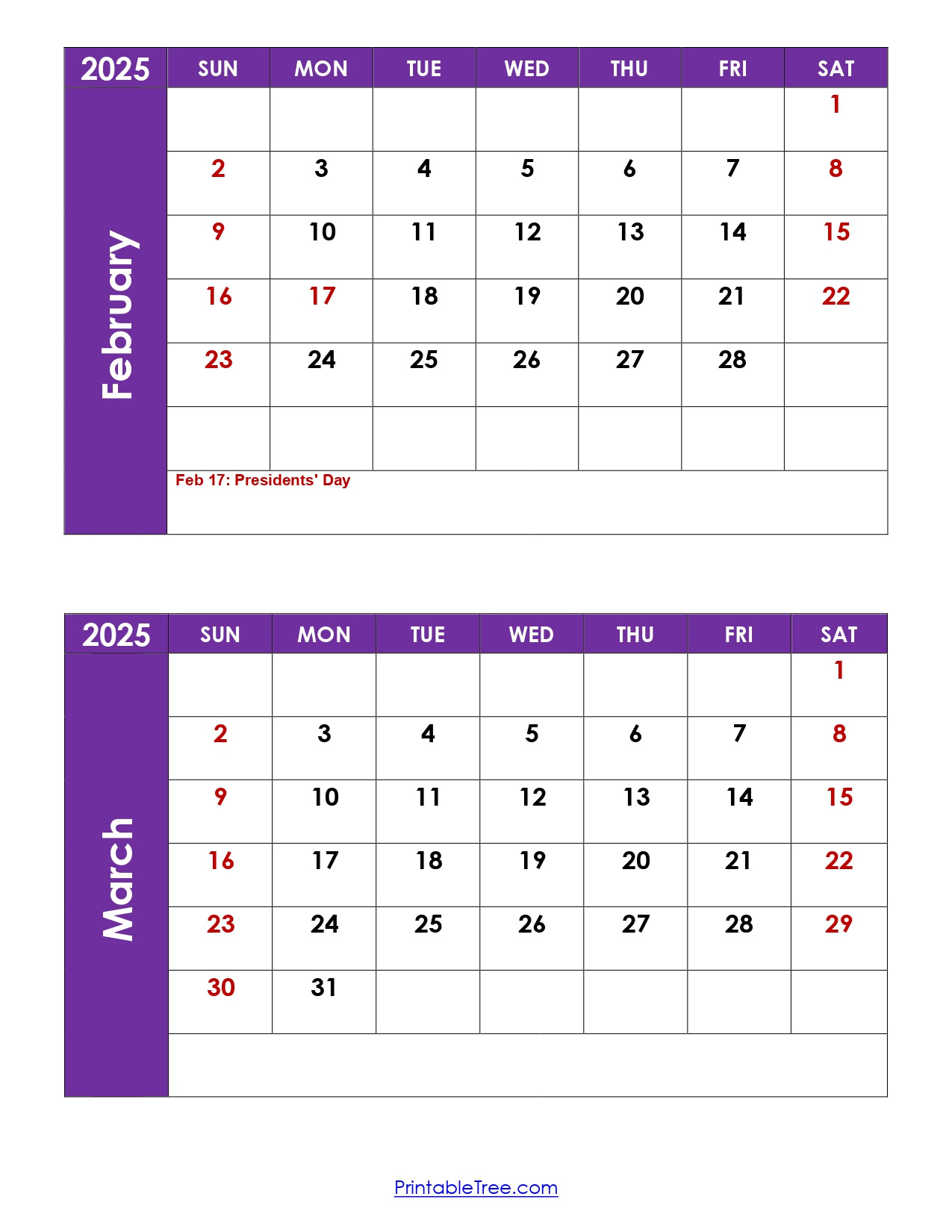 February And March 2025 Calendar Printable | Two Months Calendar | Printable February And March 2025 Calendar