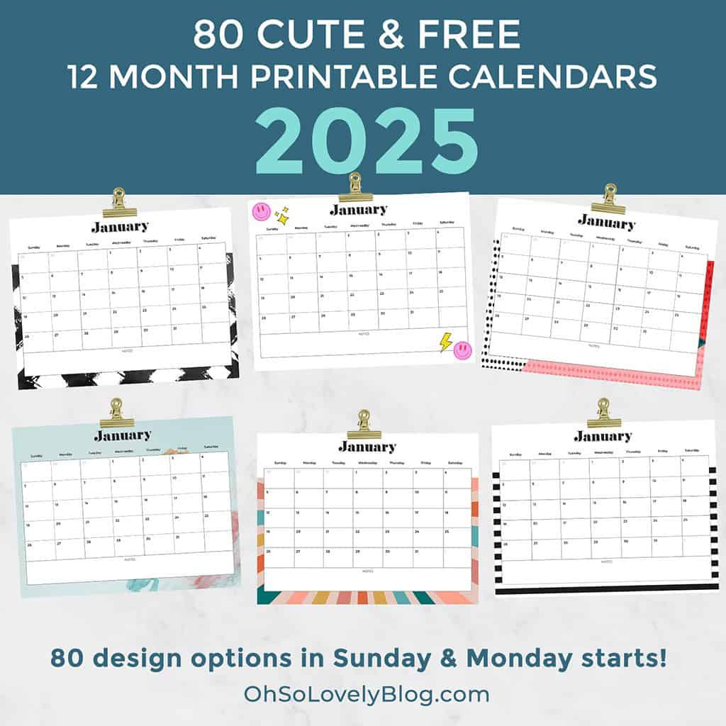 Free 2025 Calendars — 80 Beautiful &amp;amp; Printable Options For You! | Calendar 2025