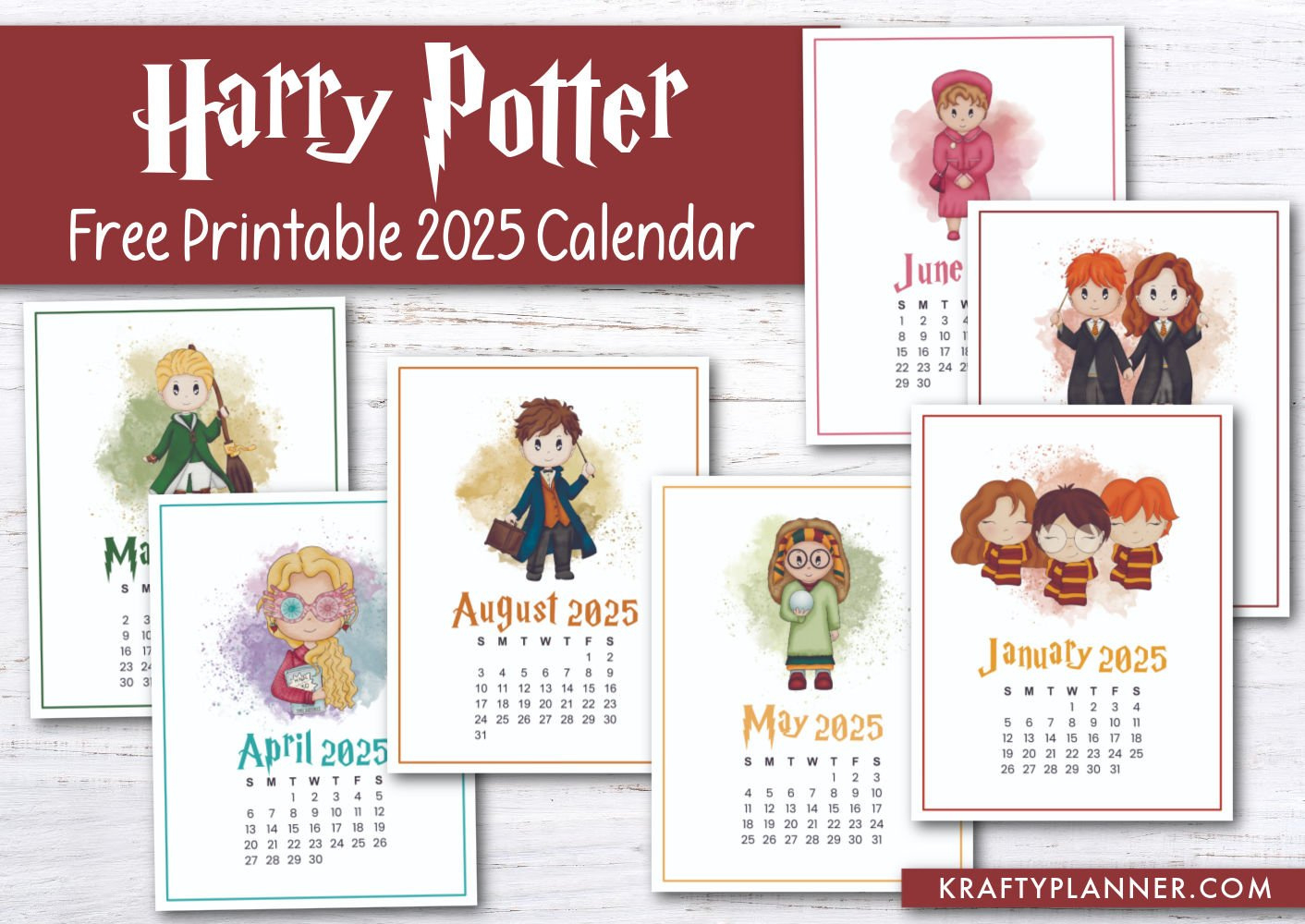 Free 2025 Harry Potter Wall Calendar — Krafty Planner | Printable Calendar 2025 Hp