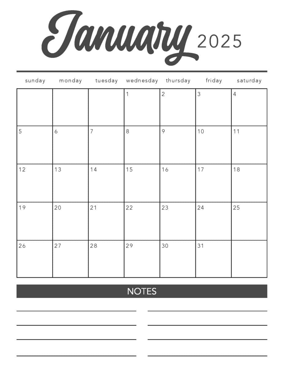 Free 2025 Printable Calendar Template - I Heart Naptime | Free Printable Fillable 2025 Calendar Template