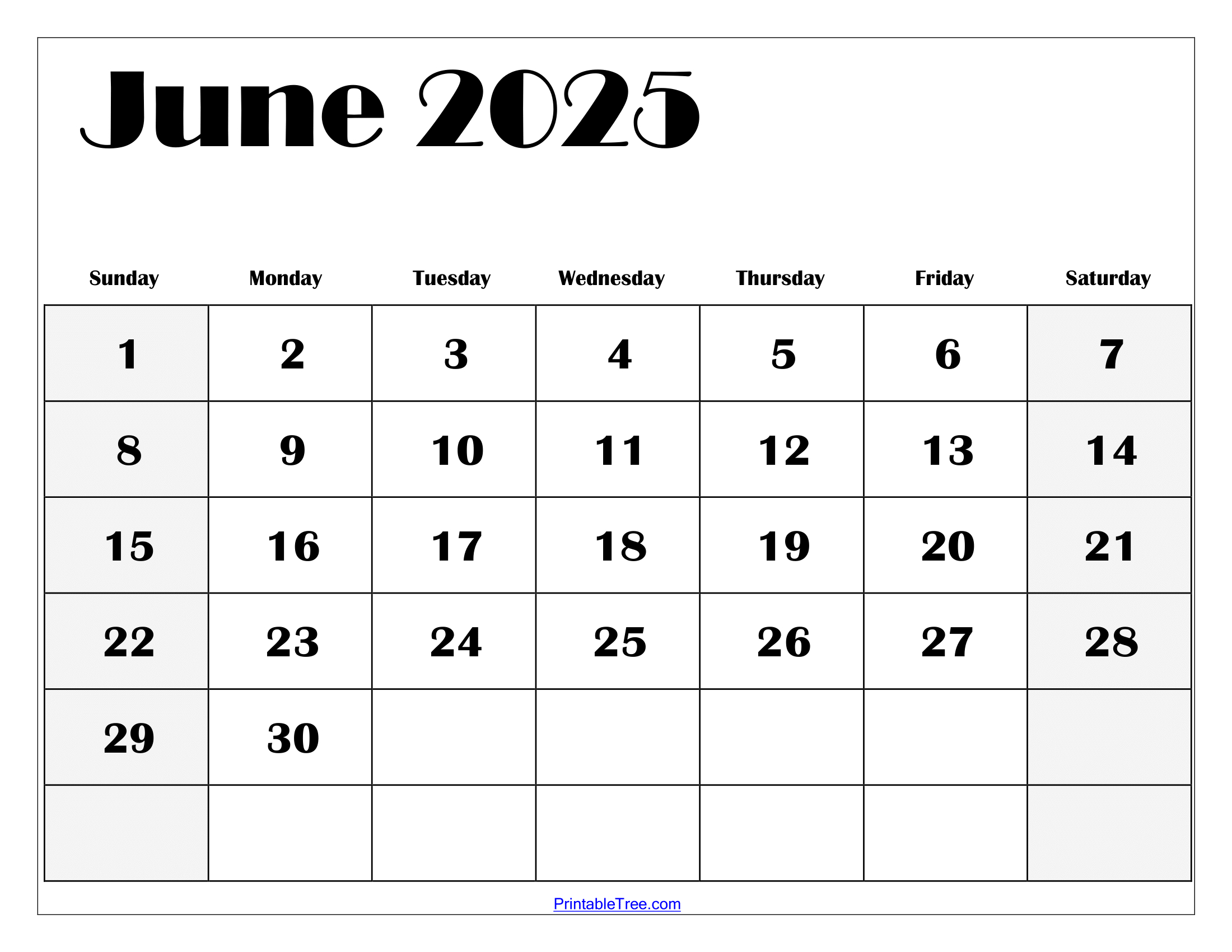 Free June 2025 Calendar Printable Pdf Template With Holidays | June 2025 Blank Calendar Printable Free