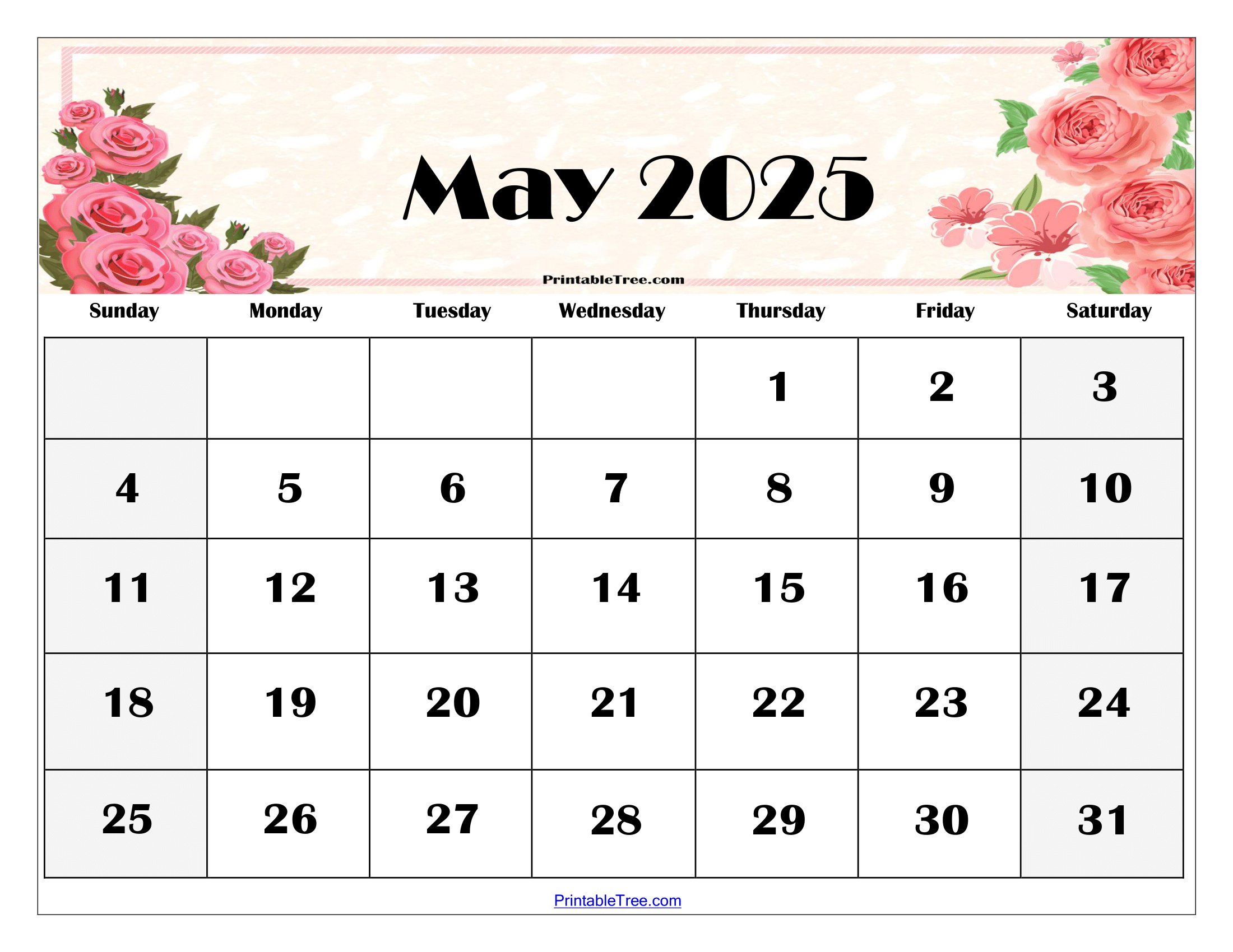 Free May 2025 Calendar Printable Pdf Template With Holidays | Monthly Calendar Printable May 2025