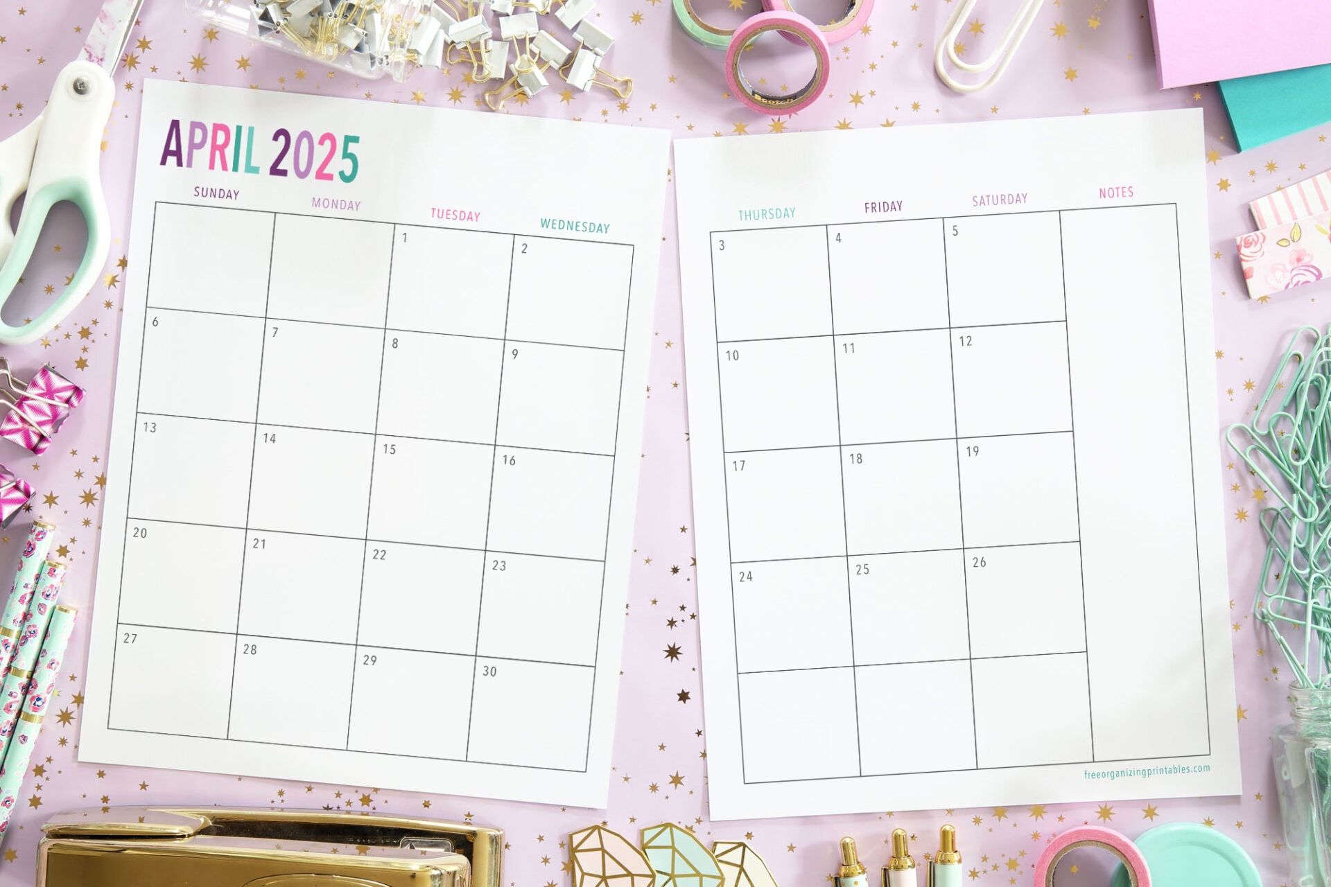 Free Printable 2 Page Blank Monthly Calendar 2025 | 18 Month Calendar 2025 On 2 Pages Printable Free