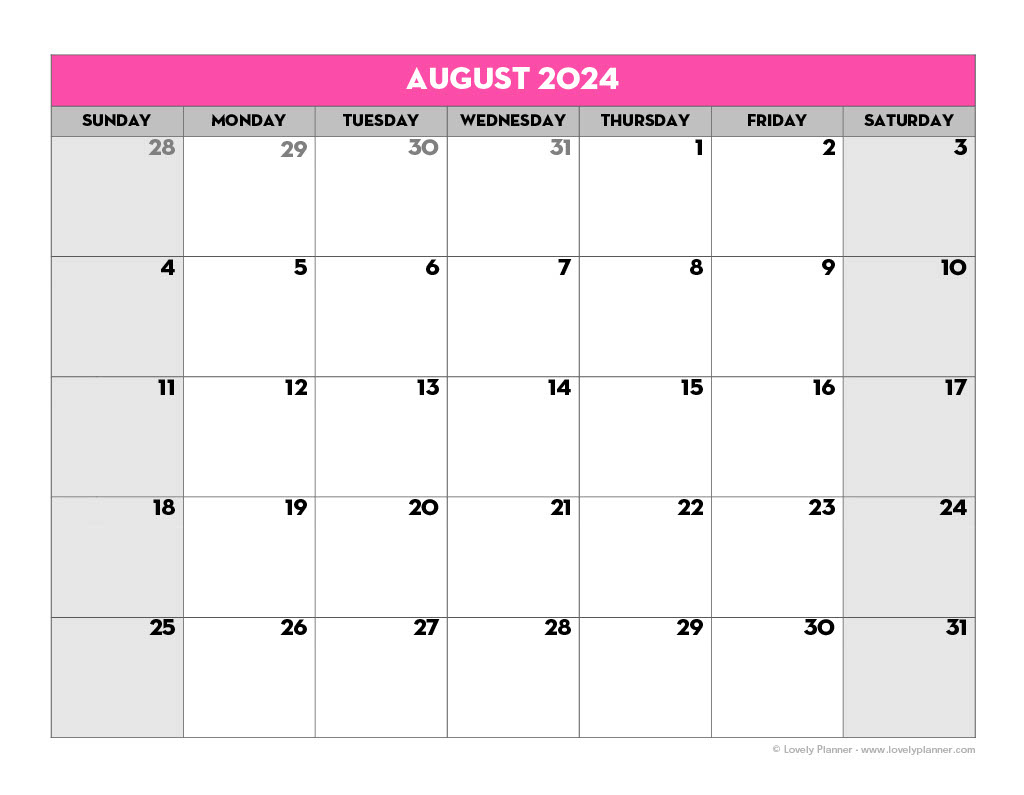 Free Printable 2024-2025 School Calendar - Lovely Planner | 2024 - 2025 Monthly Calendar Printable