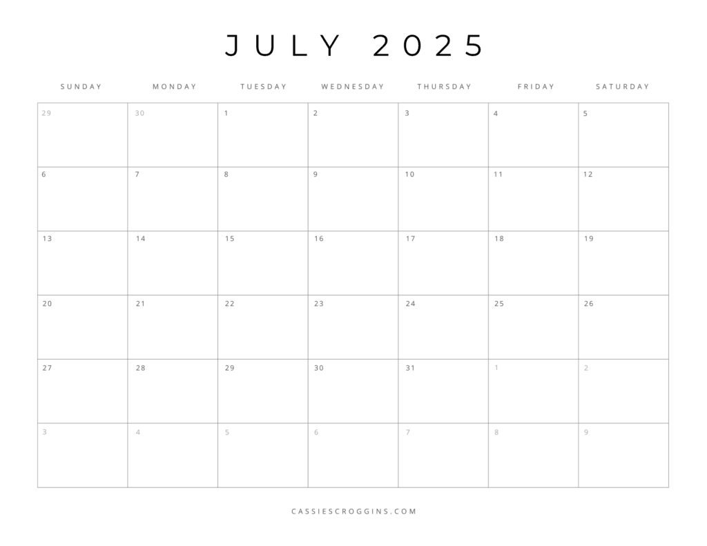 Free Printable 2025 Blank Calendar Templates (All 12 Months) | 2025 Calendar 2025 Printable Free